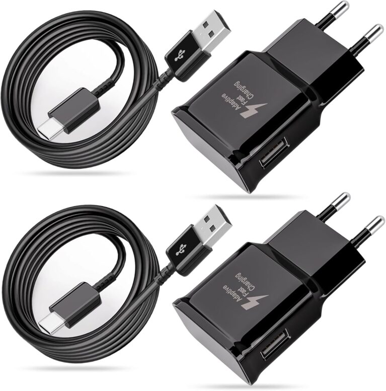 USB C Ladegerät, 2er Pack Schnellladegerät Handy Netzteil mit 2m USB C Ladekabel kompatibel mit Samsung Galaxy S22, S21, S20 FE, S10, S9, S8 Plus, A54, A53, A52, A50, A34, A20e, A14, A13, Z Flip3, Z Fold4, M54, M1 3