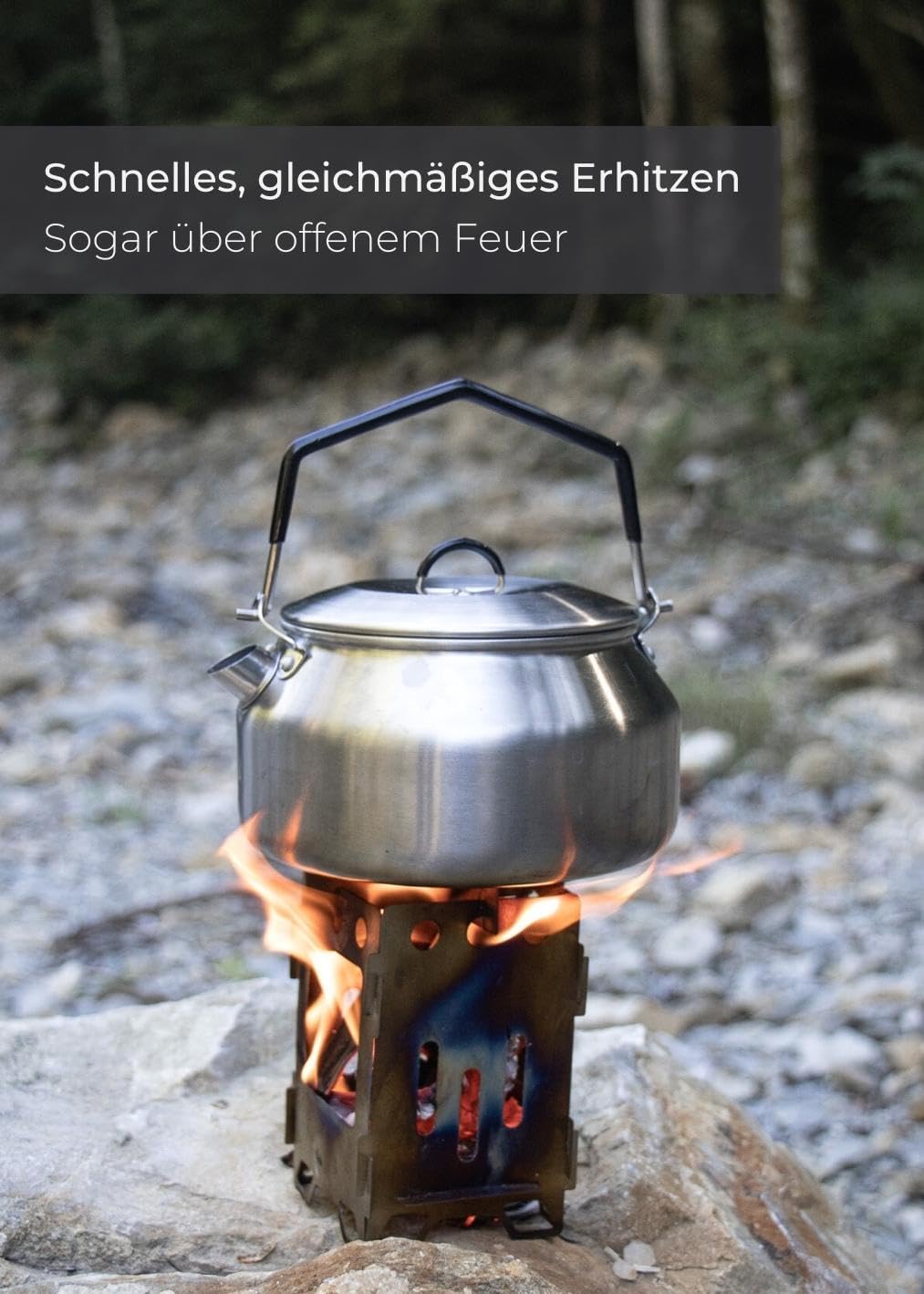 LAMBDA COFFEE GEYSIR Wasserkocher 1 Liter Edelstahl mit nur 290 g I Teekanne I Tragbarer Camping-Wasserkocher 1000 ml I Camping-Wasserkocher – Bild 3