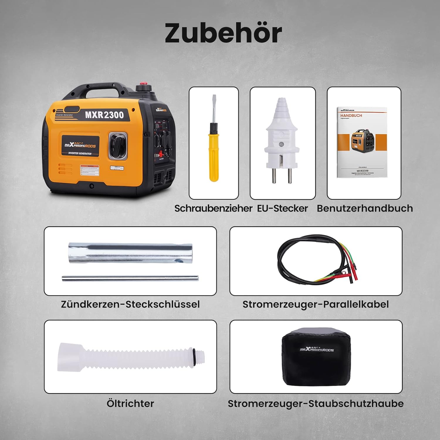 maXpeedingrods 2300W Inverter Stromgenerator Super Leise Tragbar für Outdoor Camping Wohnmobil 4-Takt Leichter Notstromgenerator Benzin für Reisen Garage Wohnwagen mit USB und 230V Steckdosen – Bild 8