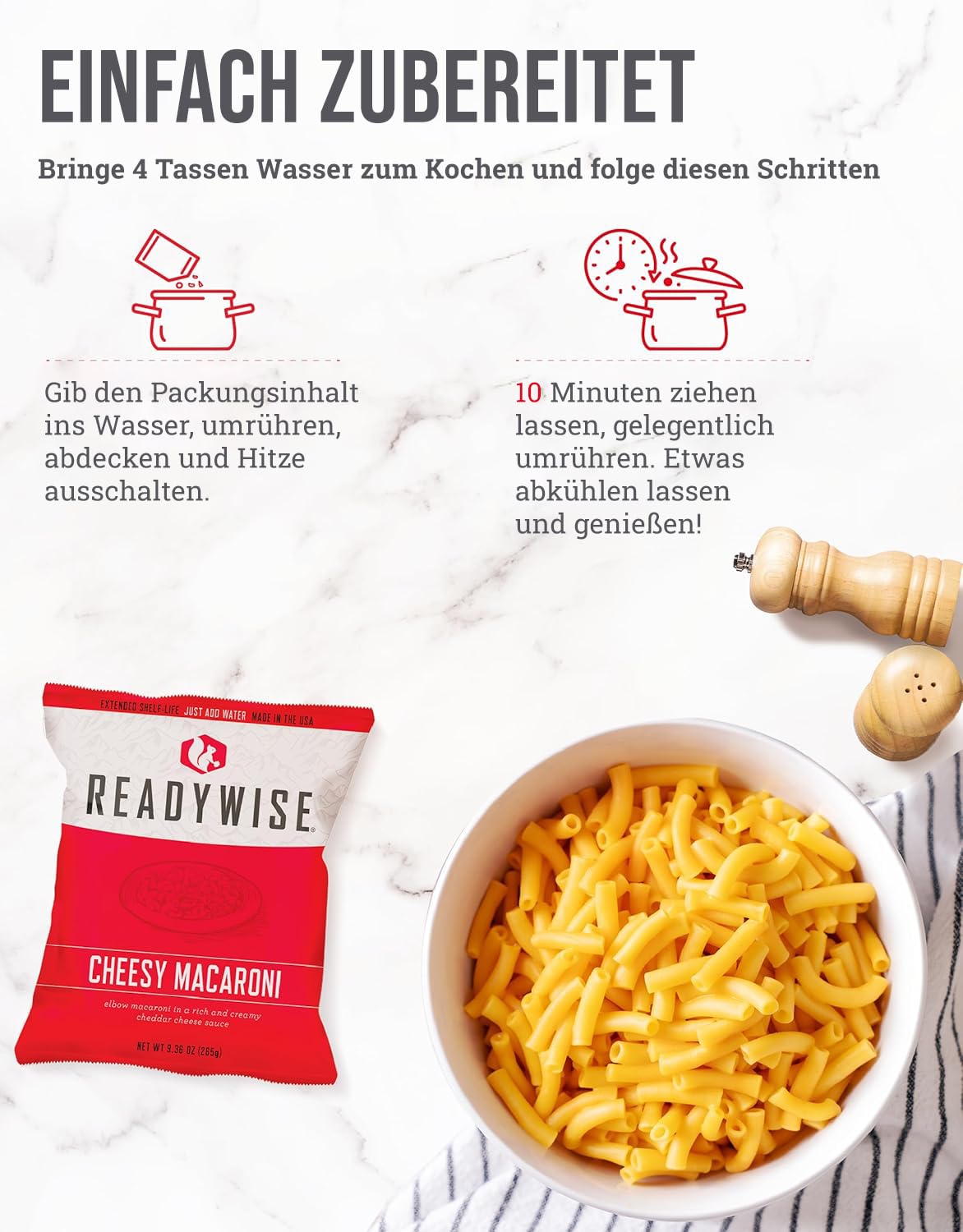 ReadyWise, 28 Portionen, Frühstück, Mittag- und Abendessen, Trockenbeutel zum Mitnehmen, gefriergetrocknet, bis zu 25 Jahre Haltbarkeit, Notfallnahrung, 3 Tage für 1 Person – Bild 3