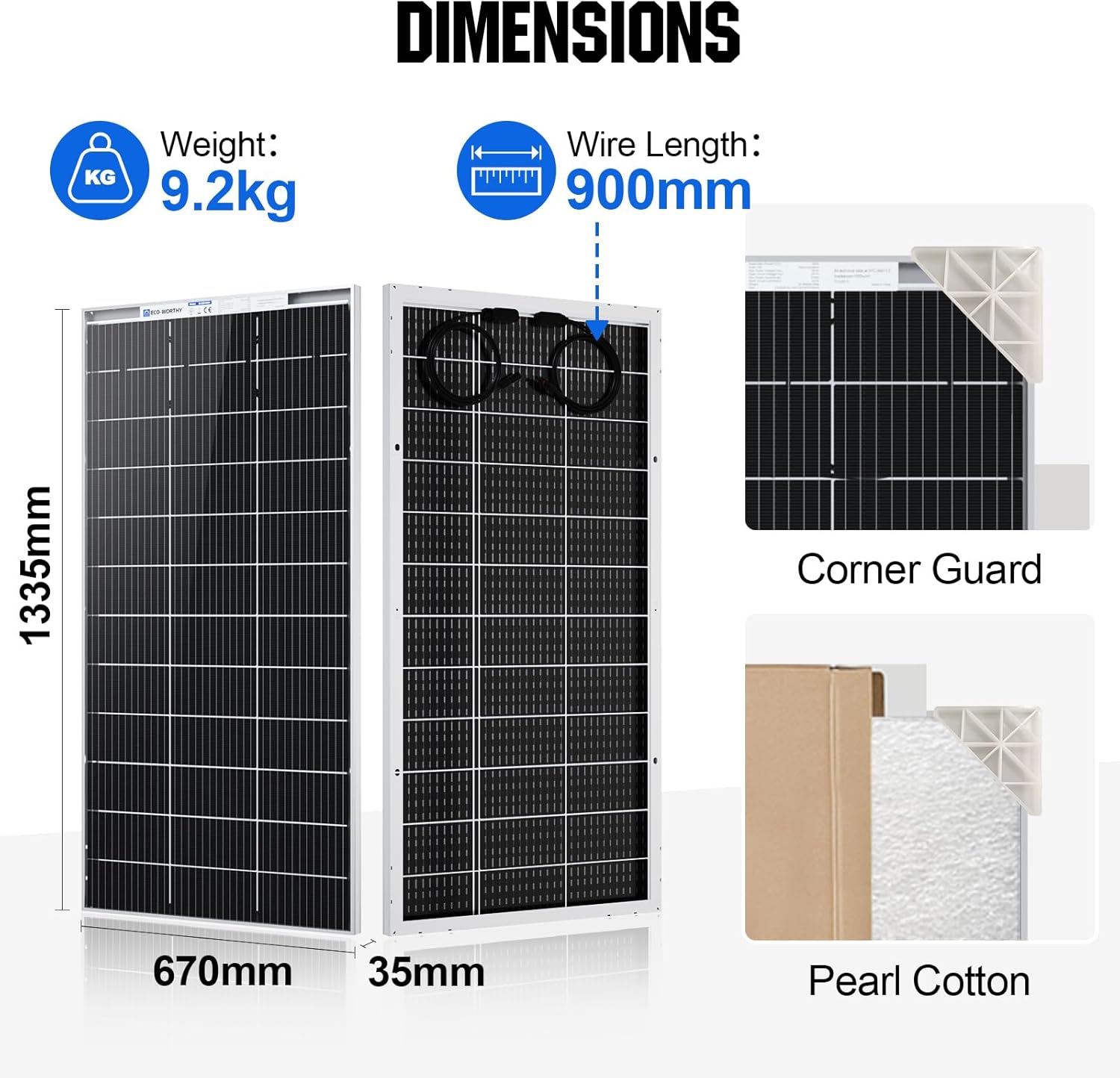 ECO-WORTHY 390 W 12 V bifaziales Solarpanel, 2 Stück, 195 W monokristallines Solarpanel, ideal zum Laden von 12 V-Batterien, für Wohnmobil, Garten, Wohnmobil, Boot und Dach des Hauses – Bild 4