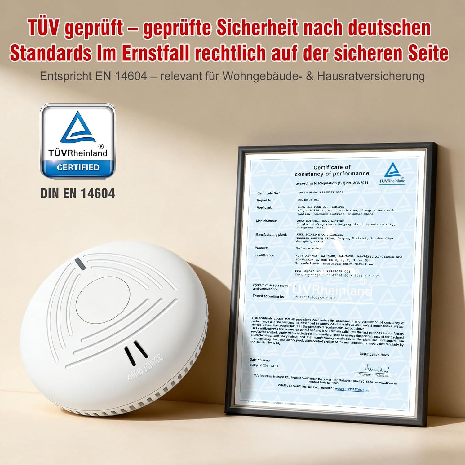 DAYTECH Rauchmelder 10 Jahresbatterie – 6 Rauchmelder mit Magnethalter-Set, TÜV Rheinland zertifiziert, Feuermelder mit 85 dB & Test-/Stummschalter – Feuermelder für Schlafzimmer, Kinderzimmer – Bild 5