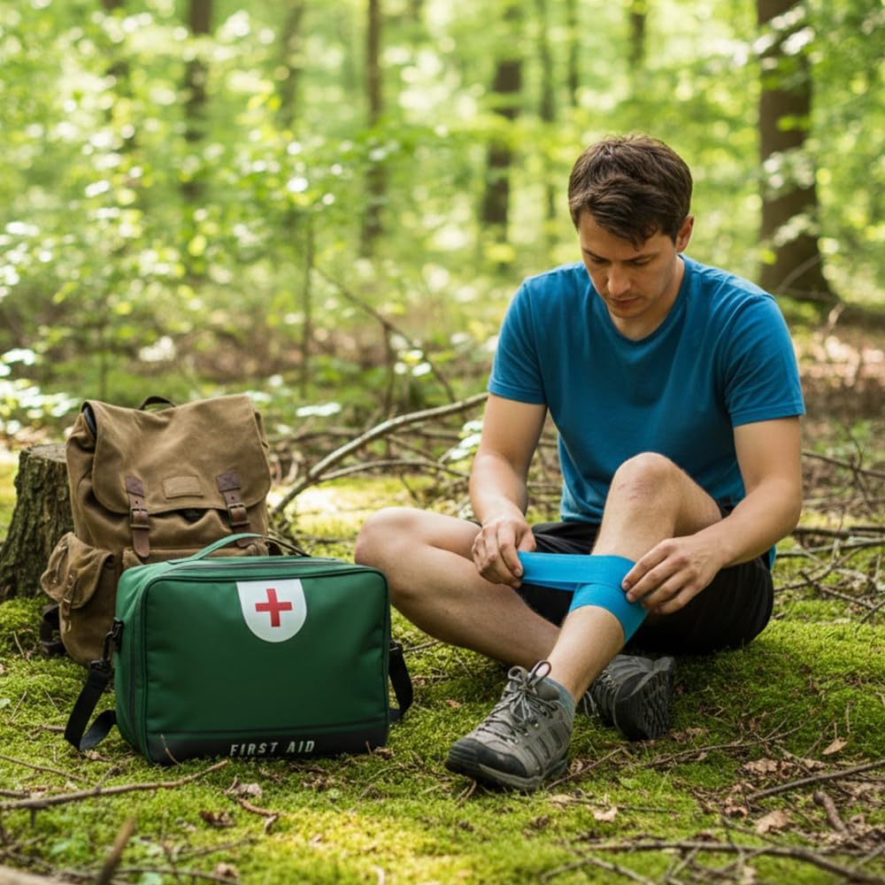 Reise-Apothekentasche, 13 l, XL-Erste-Hilfe-Tasche, leer, mit Griff/Umhängegurt, wasserdicht, für Zuhause, Schule, Auto, Reisen, Camping, Wandern (grün) – Bild 7