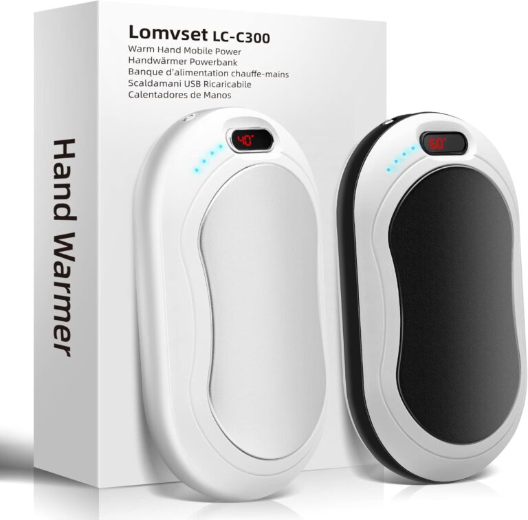 Elektrische Handwärmer, 2er-Set, 10.000 mAh, Taschenwärmer, wiederverwendbar mit Digitalanzeige, Handwärmer, USB wiederaufladbare Powerbank, Wintergeschenk für Frauen und Kinder (Schwarz & Silber)