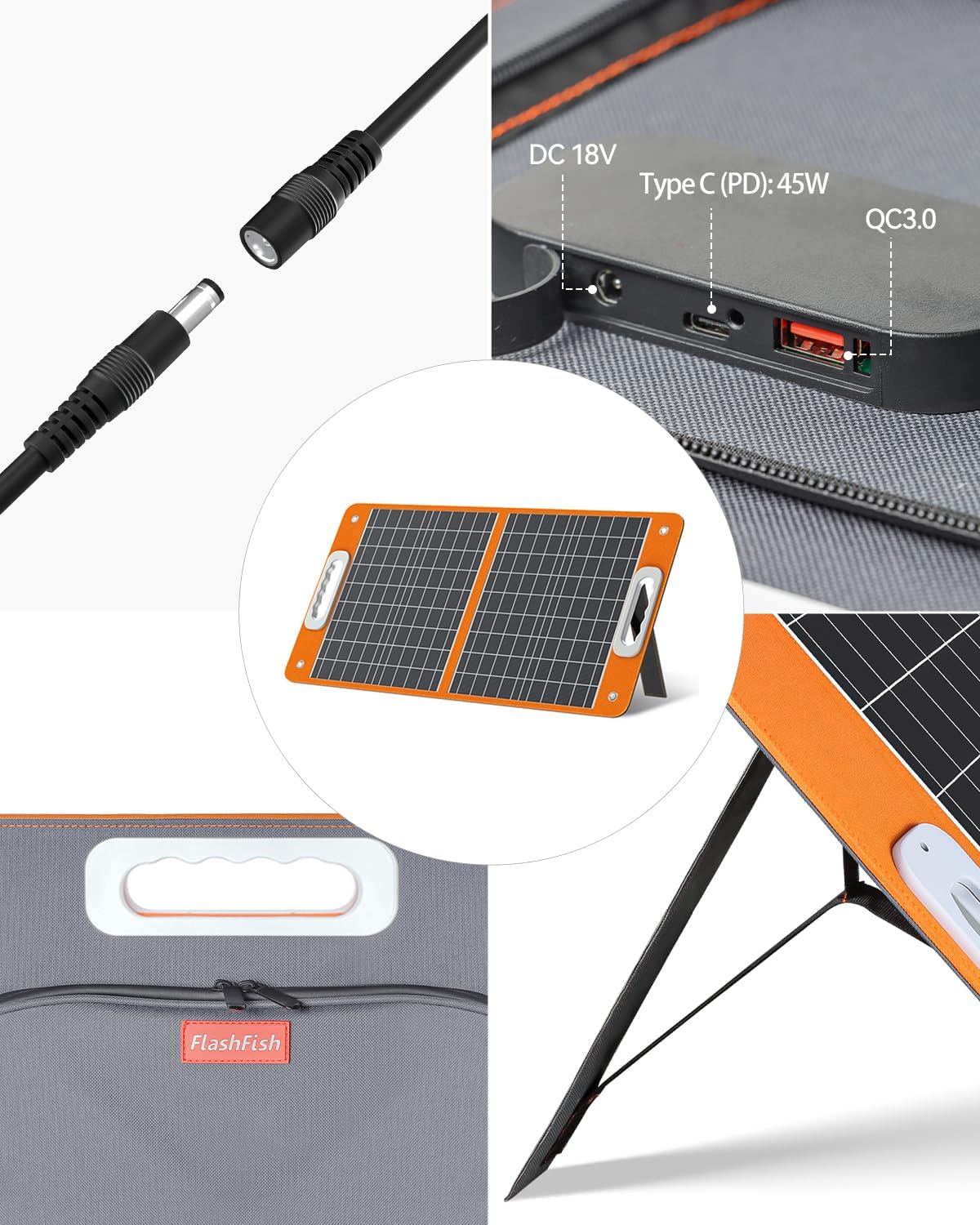 FlashFish 144,3 Wh tragbares Kraftwerk mit Solarpanel 60 W, 200 W Solargenerator mit 230 V AC/DC/USB/Typ C/LED-Leuchten, Stromgenerator-Akku für Camping, Reisen, Unterwegs, Notstrom – Bild 7