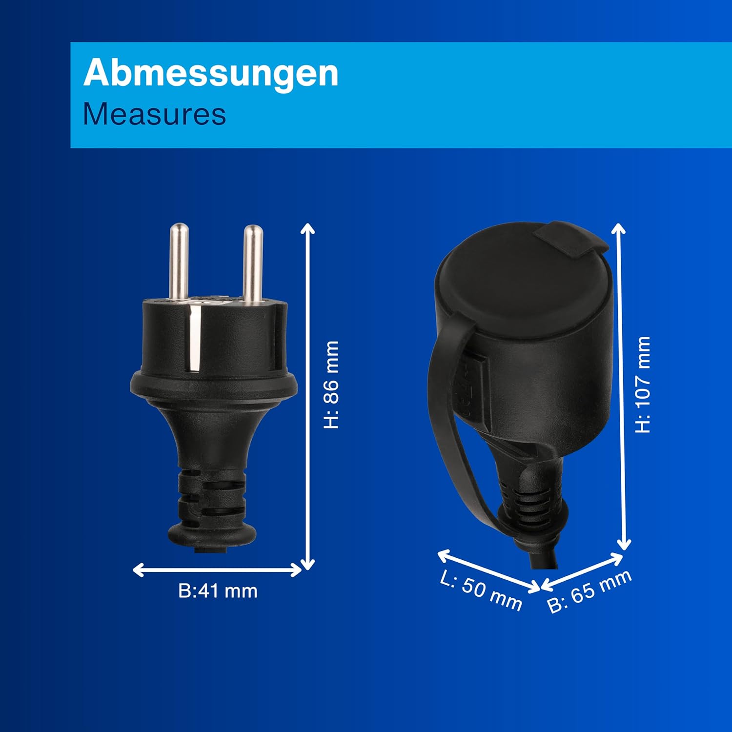 REV H05RR-F Verlängerungskabel mit Kabelschutz, wasserdicht, 25 m, 3680 W, Schwarz – Bild 7