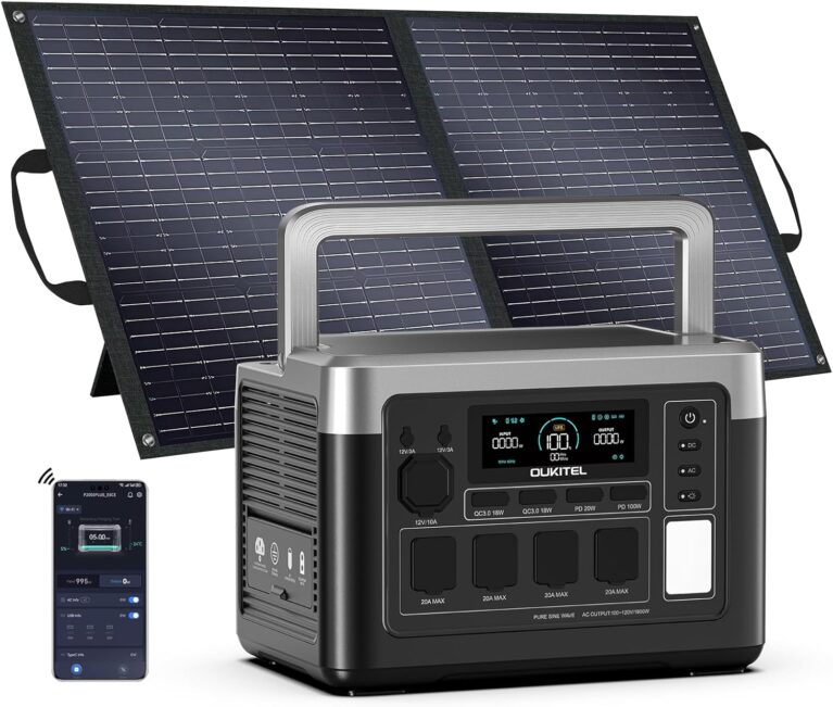 OUKITEL P1000 Plus Tragbares Kraftwerk mit 100 W Solarpanel, 1024 Wh 1800 W Solargenerator, 1 Stunde Schnellladung, LiFePO4-Akku-Kraftwerk für Zuhause, Camping, Wohnmobil, Notfälle