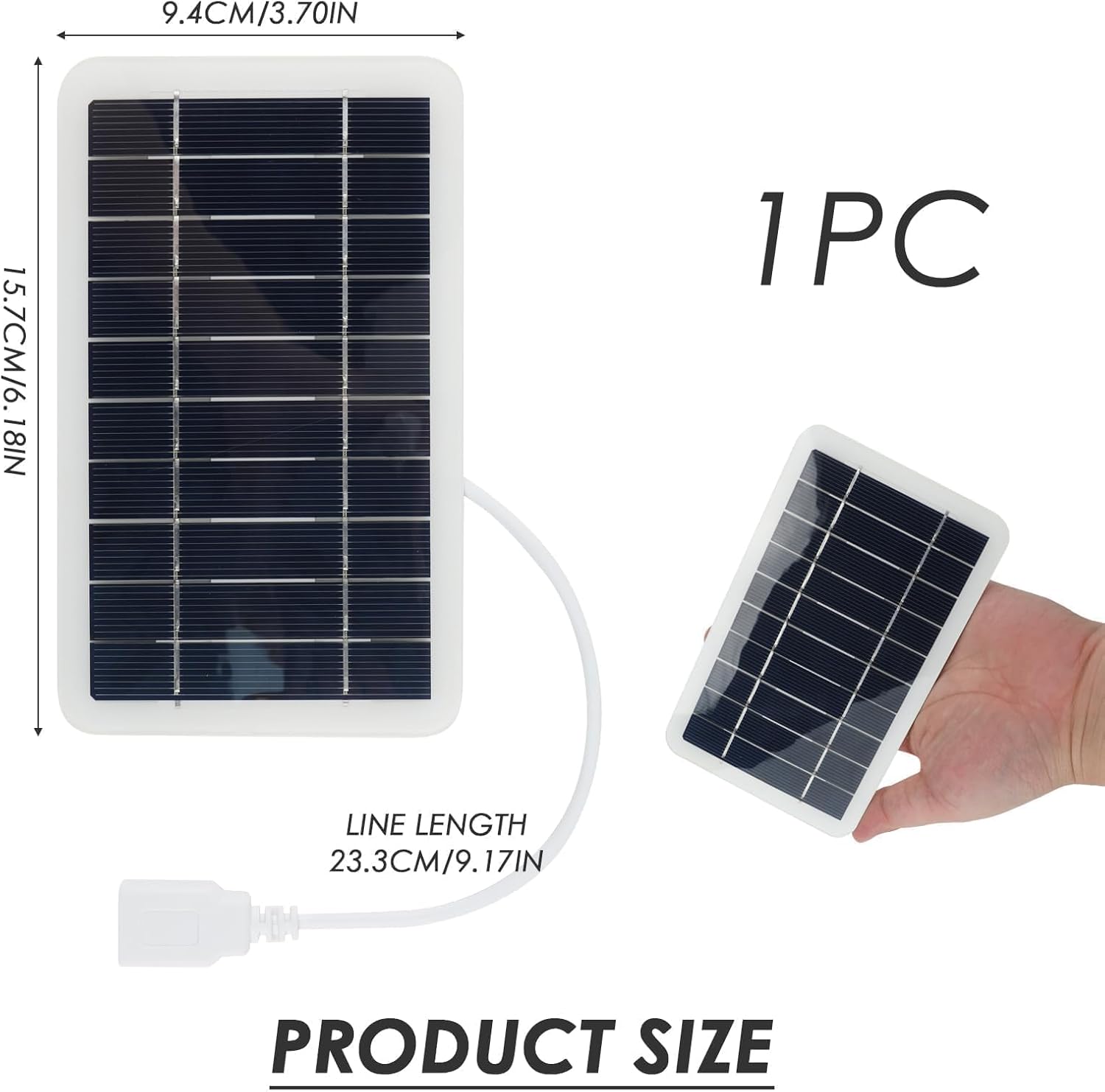 Tragbares 2 W 5 V Solarpanel mit USB, Anschluss für Reisen, Solar-Ladegerät für Mobiltelefon, Powerbank, IP65 wasserdicht, ideal zum Wandern, Camping, Outdoor – Bild 2