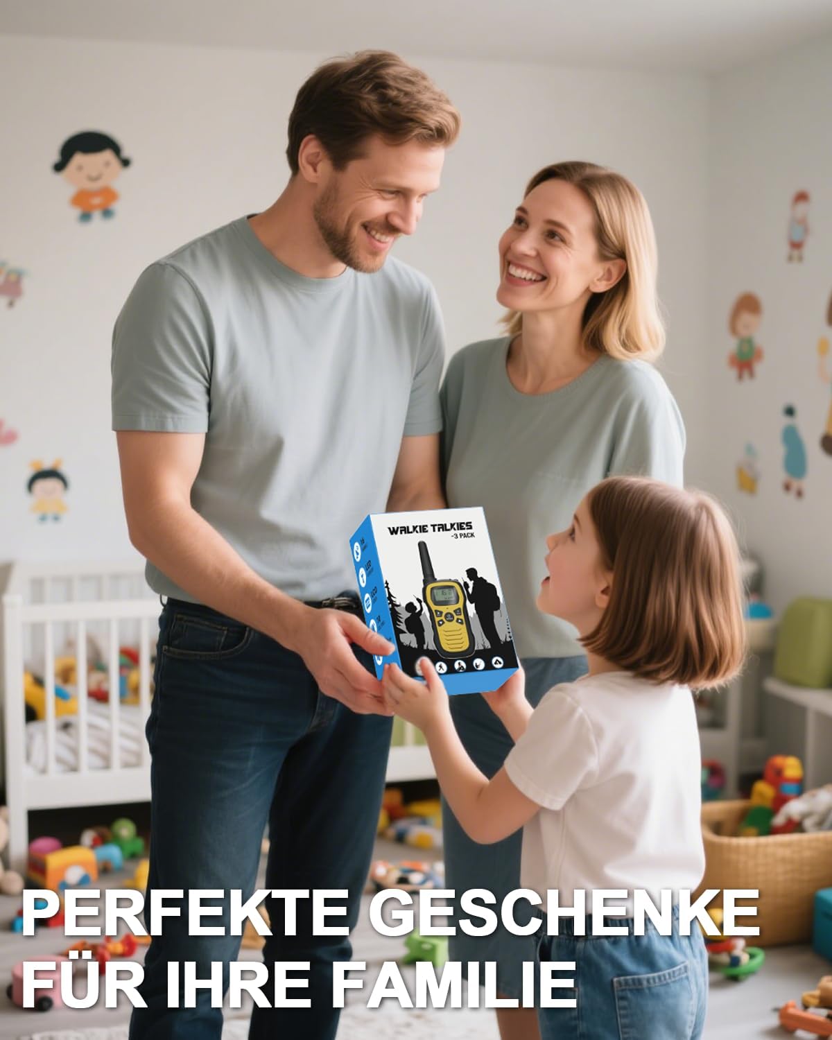 Walkie Talkie, Walkie Talkie wiederaufladbar für Kinder mit 16 Kanälen, 3er-Set, Radio mit VOX-Funktion, LED-Taschenlampe, 3 Meilen lange Distanz für Wandern, Camping, Abenteuer – Bild 7