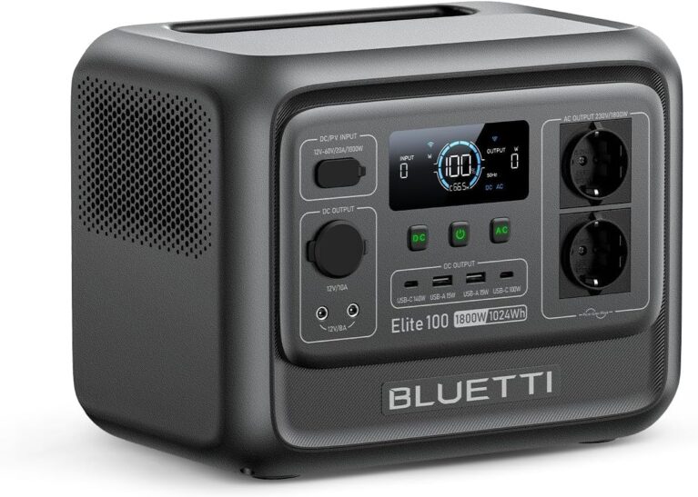 BLUETTI Elite 100 V2 Tragbares Kraftwerk, 1024 Wh LFP-Batterie-Backup mit 2 1800 W AC-Ausgängen (3600 W Überspannung), 35 % kompakt, Solargenerator für Camping, Stromausfälle und netzunabhängig
