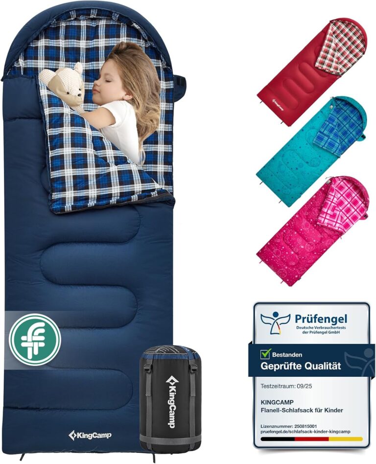 KingCamp Kinderschlafsack, Winter, warme Decke, Schlafsack, 3–4 Jahreszeiten, für Kinder, Camping, Trekking, 170 x 70 cm, Komfort: 7 °C, 1,4 kg
