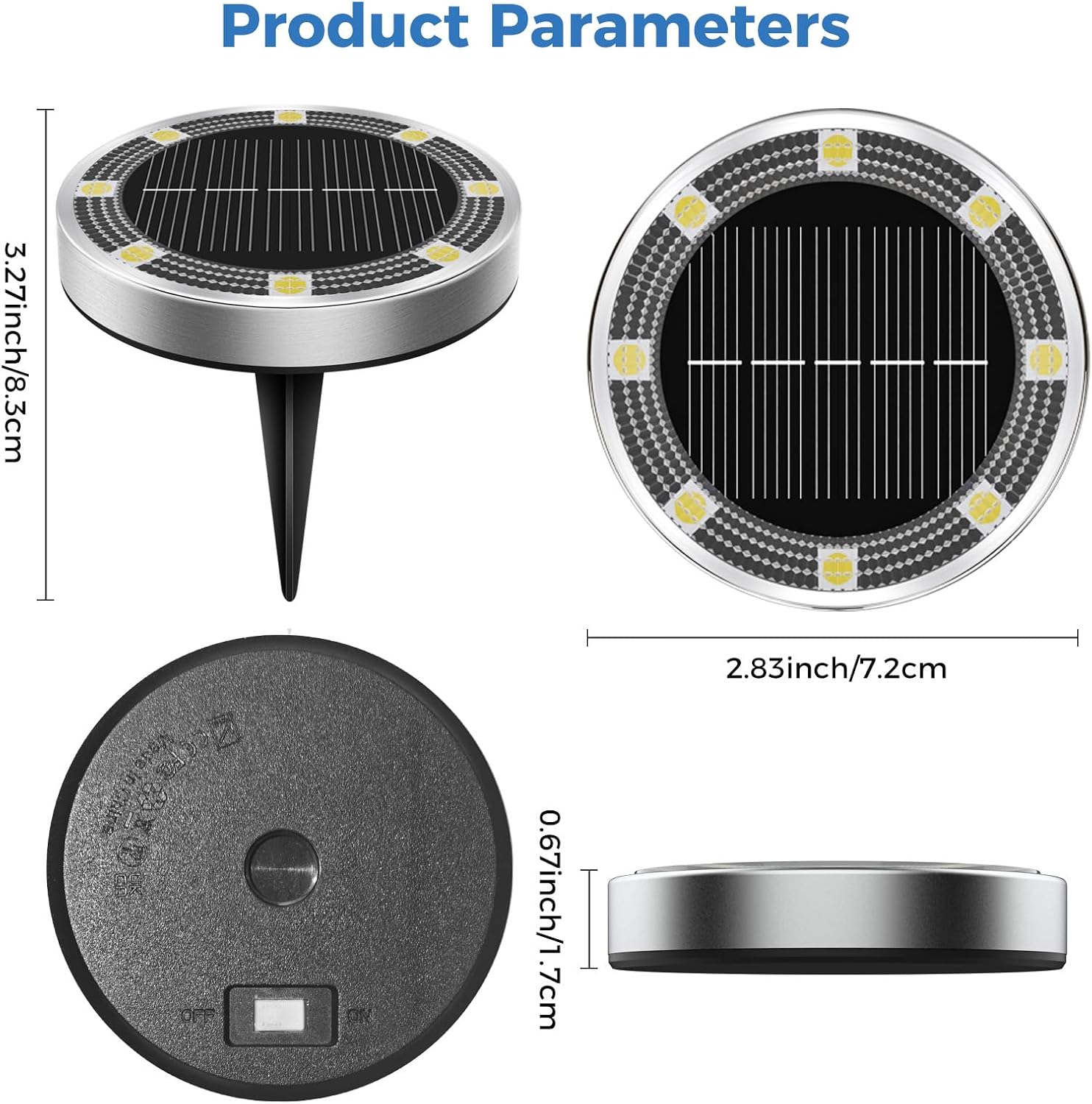 Peasur 6 Stück Solar-Bodenleuchten für den Außenbereich, 8 LED-Solarleuchten für den Außenbereich, Garten, wetterfeste Solarleuchten, Gartenbeleuchtung für Boden, Weg, Rasen, Gehweg, Warmweiß – Bild 5
