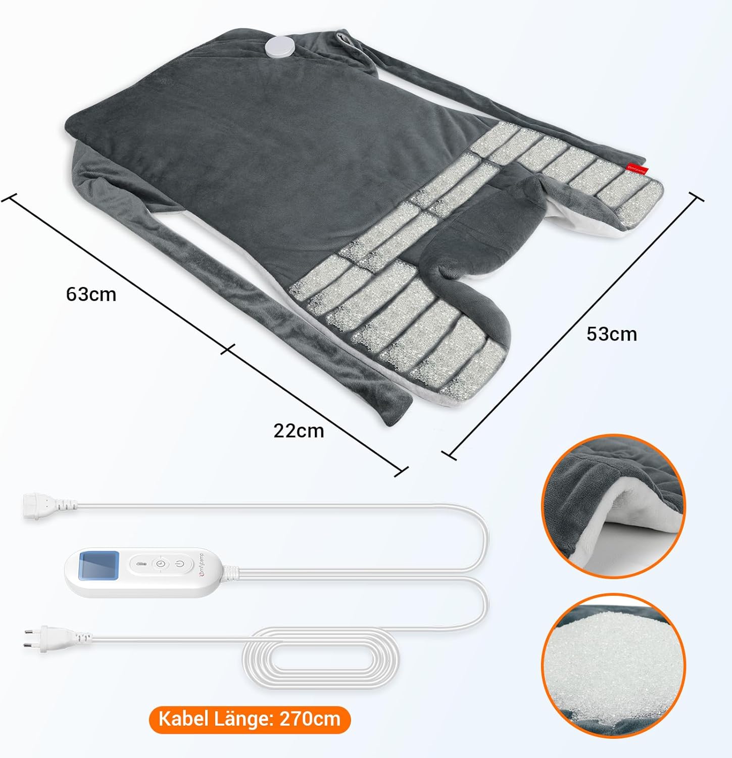 Comfytemp gewichtetes Heizkissen für Rücken, Schulter, Nacken, mit 9 Wärmestufen, 0,5–9 Stunden, automatische Abschaltung, 1,1 kg, Rückenwärmer, Nackenwärmer, Wärmekissen, Geschenke für Mütter, Frauen, Mama, Papa – Bild 7