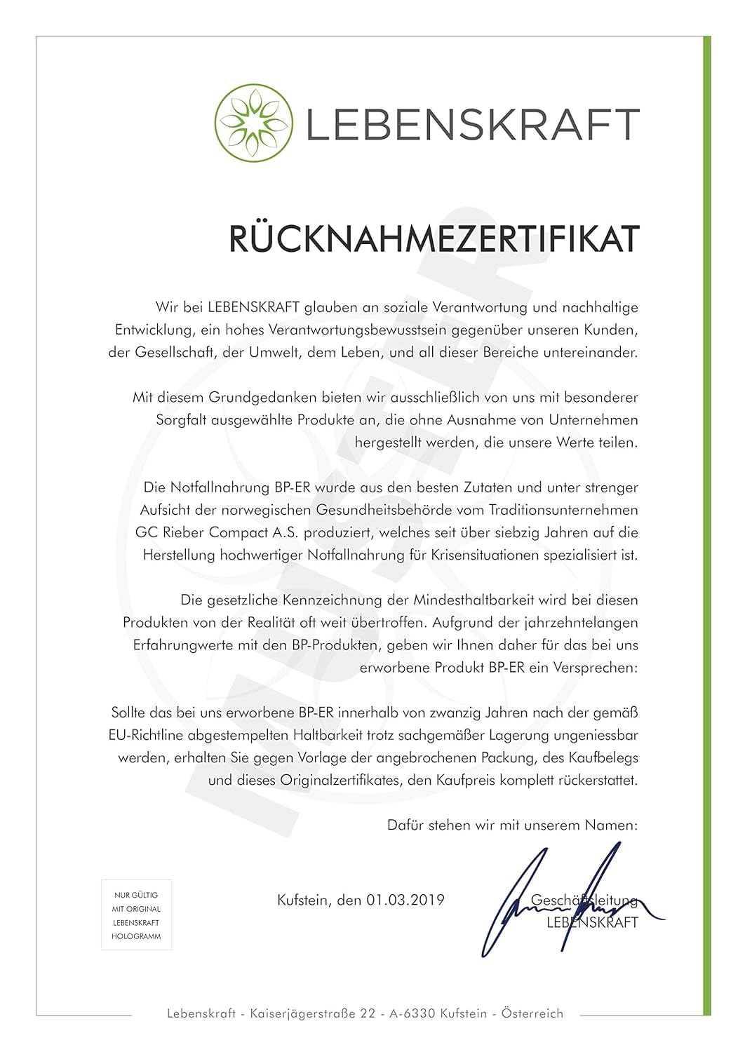 BP-ER Notration, Notfutterration, Box mit 24 x 500 g, Langzeitnahrung, Notnahrung verzehrfertig, Notration ist von höchster Qualität – Bild 6