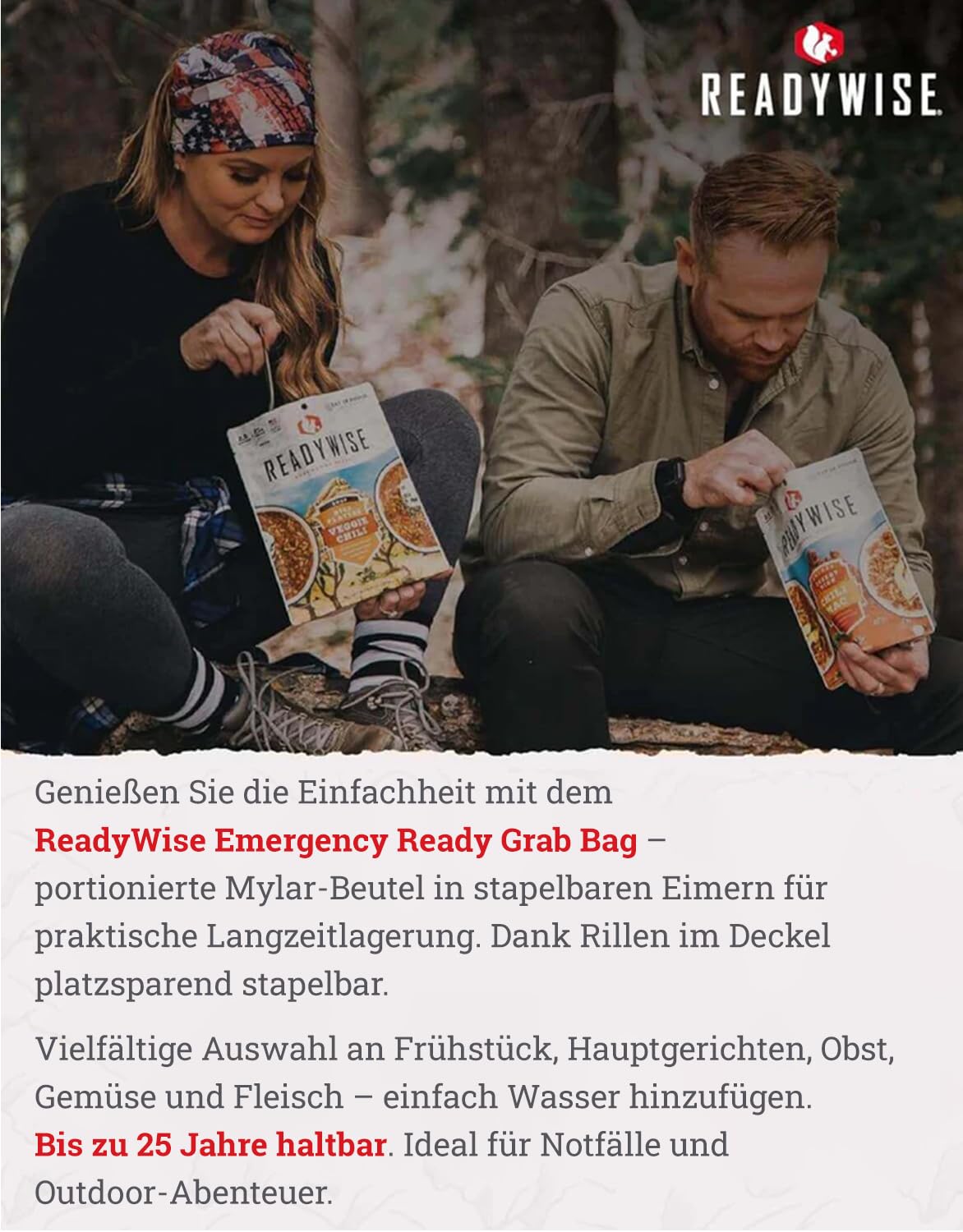 ReadyWise, 28 Portionen, Frühstück, Mittag- und Abendessen, Trockenbeutel zum Mitnehmen, gefriergetrocknet, bis zu 25 Jahre Haltbarkeit, Notfallnahrung, 3 Tage für 1 Person – Bild 6