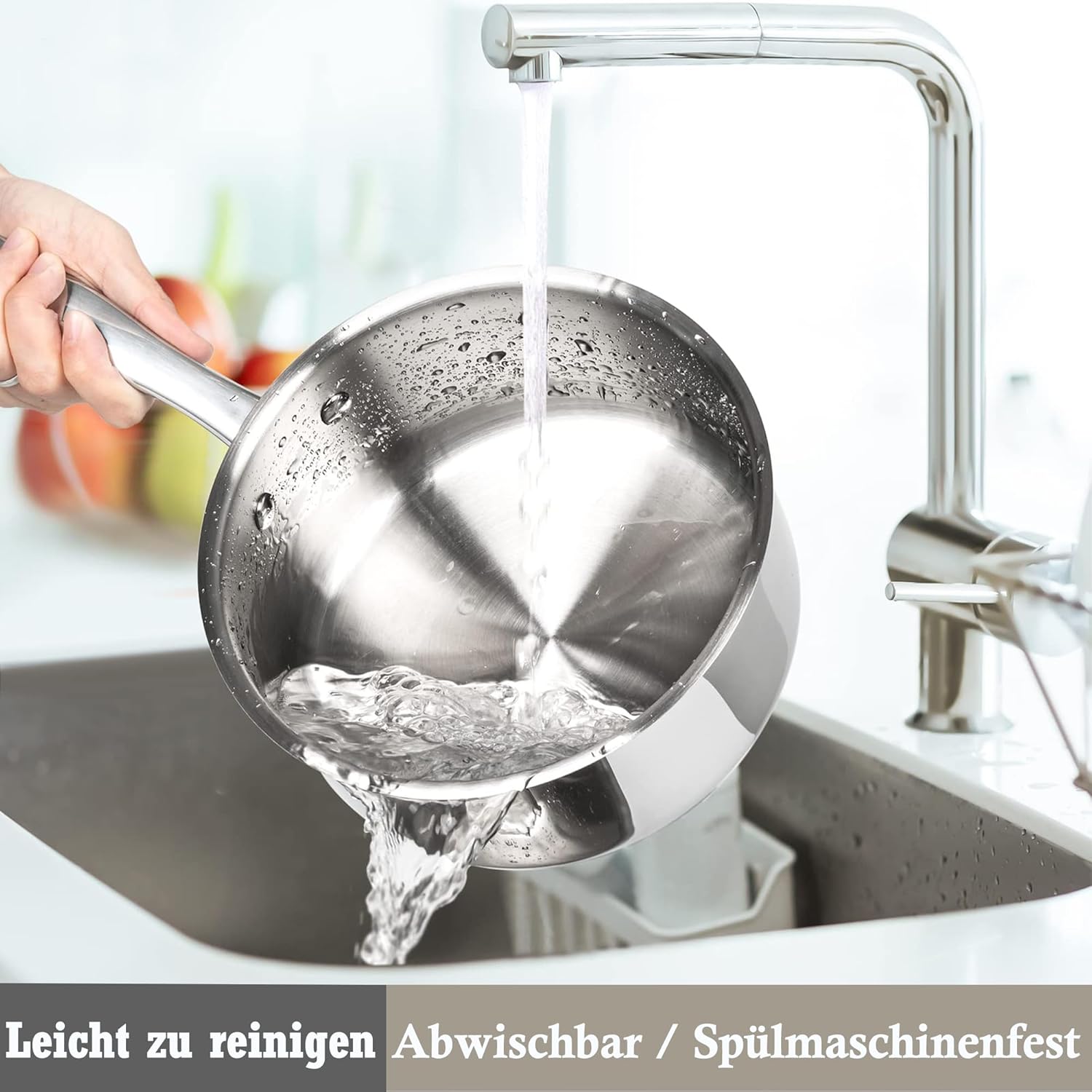 6-teiliges Kochtopf- und Pfannenset aus Edelstahl, antihaftbeschichtetes Kochgeschirrset, geeignet für Induktions-, Elektro- und Gasherde, antihaftbeschichtet, ofen- und spülmaschinenfest – Bild 5
