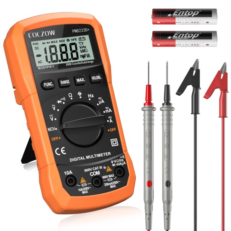 Digitalmultimeter mit automatischer Bereichsauswahl, Multifunktionstester, der AC/DC-Spannung, AC/DC-Strom, Widerstand, Durchgang, Kapazität, Frequenz- und Diodentests, Datenspeicherung und NCV misst