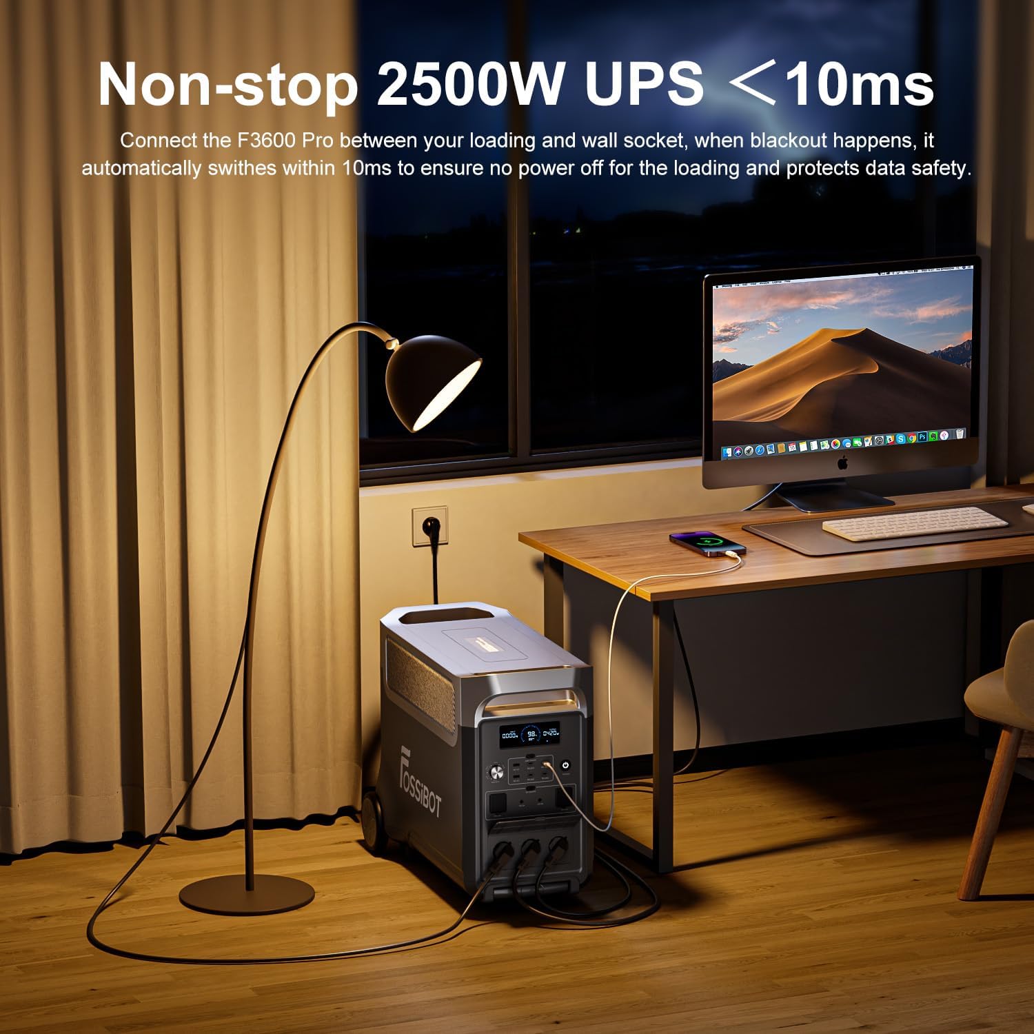 FOSSiBOT F3600 Pro Power Station, 3840Wh LiFePO4 tragbarer Solargenerator mit 3 x 230 V AC Ausgang 3600 W (7200 W Peak), Power Station (USV) schnelles Stromspeicher-Laden für Zuhause, Stromausfall, Reisen – Bild 4
