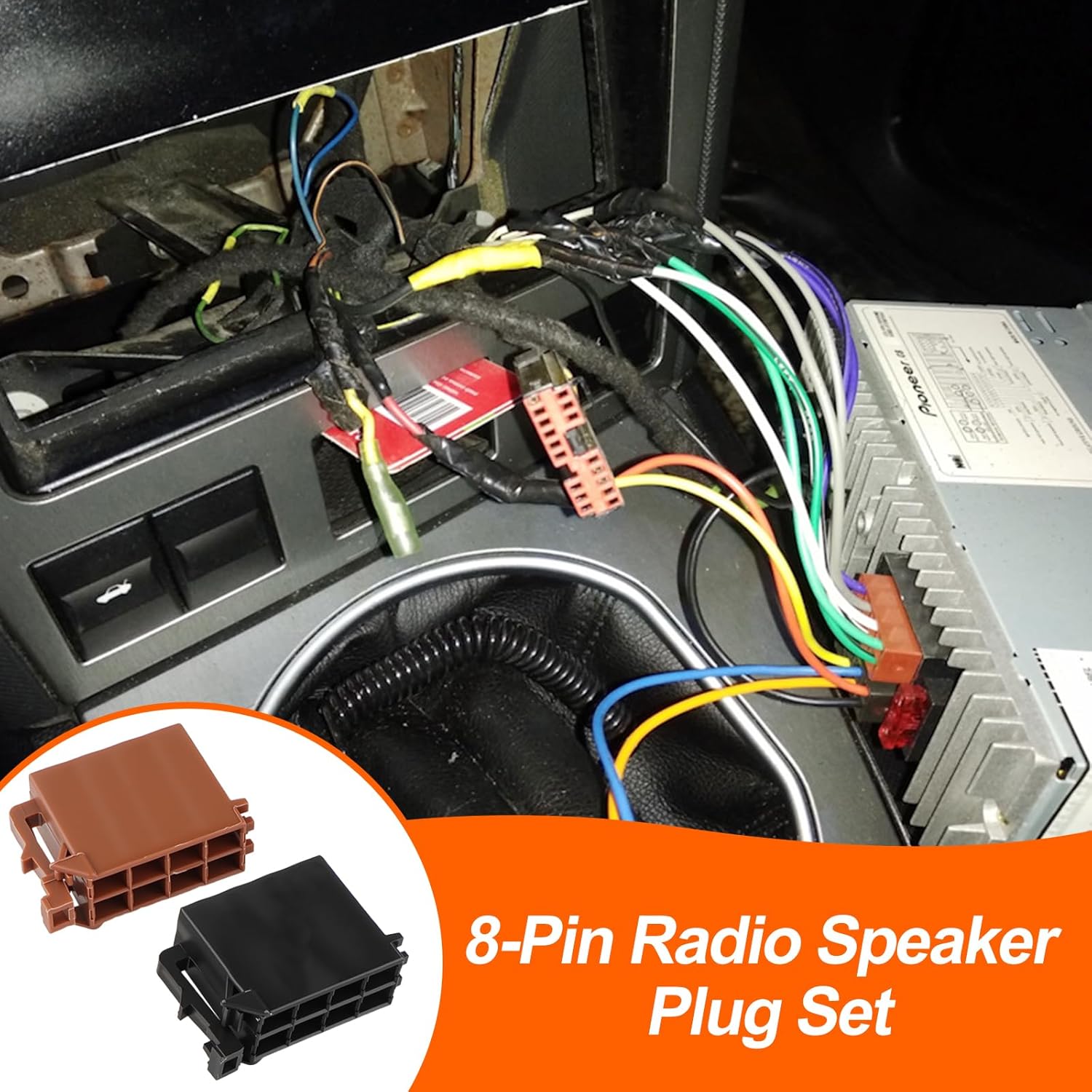 Set mit 2 8-poligen Autoradio-Steckerklemmen mit 16 ISO-Steckerstiften, 4 Türverkleidungswerkzeug, Lautsprecherstecker, Autoradio-Zubehör, Radio-Adapter, Universal-Gehäuse-Montageset – Bild 4