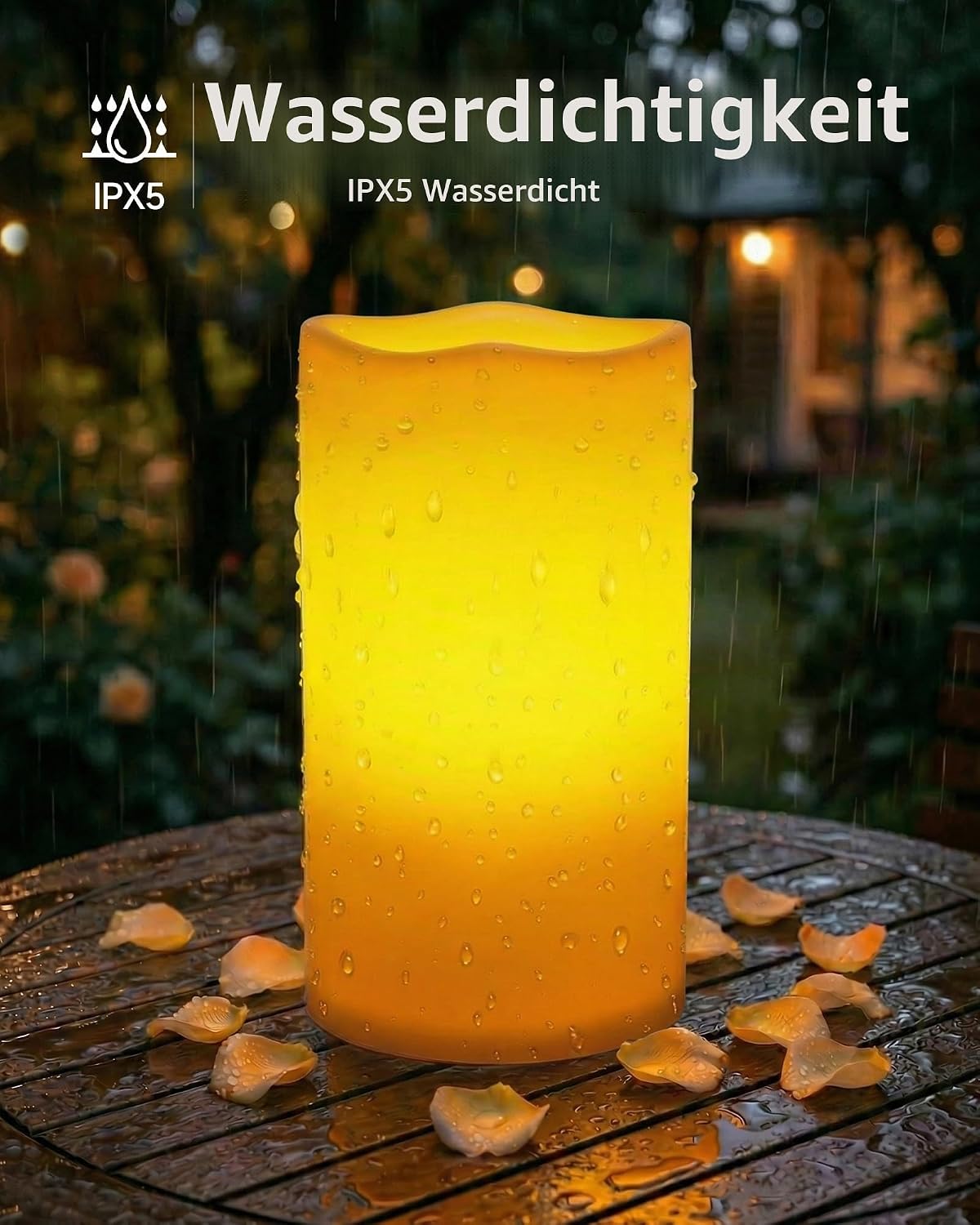 Homemory 15,2 x 30,5 cm große flammenlose Outdoor-Kerze, wasserdicht mit 6-Stunden-Timer, batteriebetriebene Kerze, elfenbeinfarbener Kunststoff, super lange Lebensdauer für ein halbes Jahr – Bild 4
