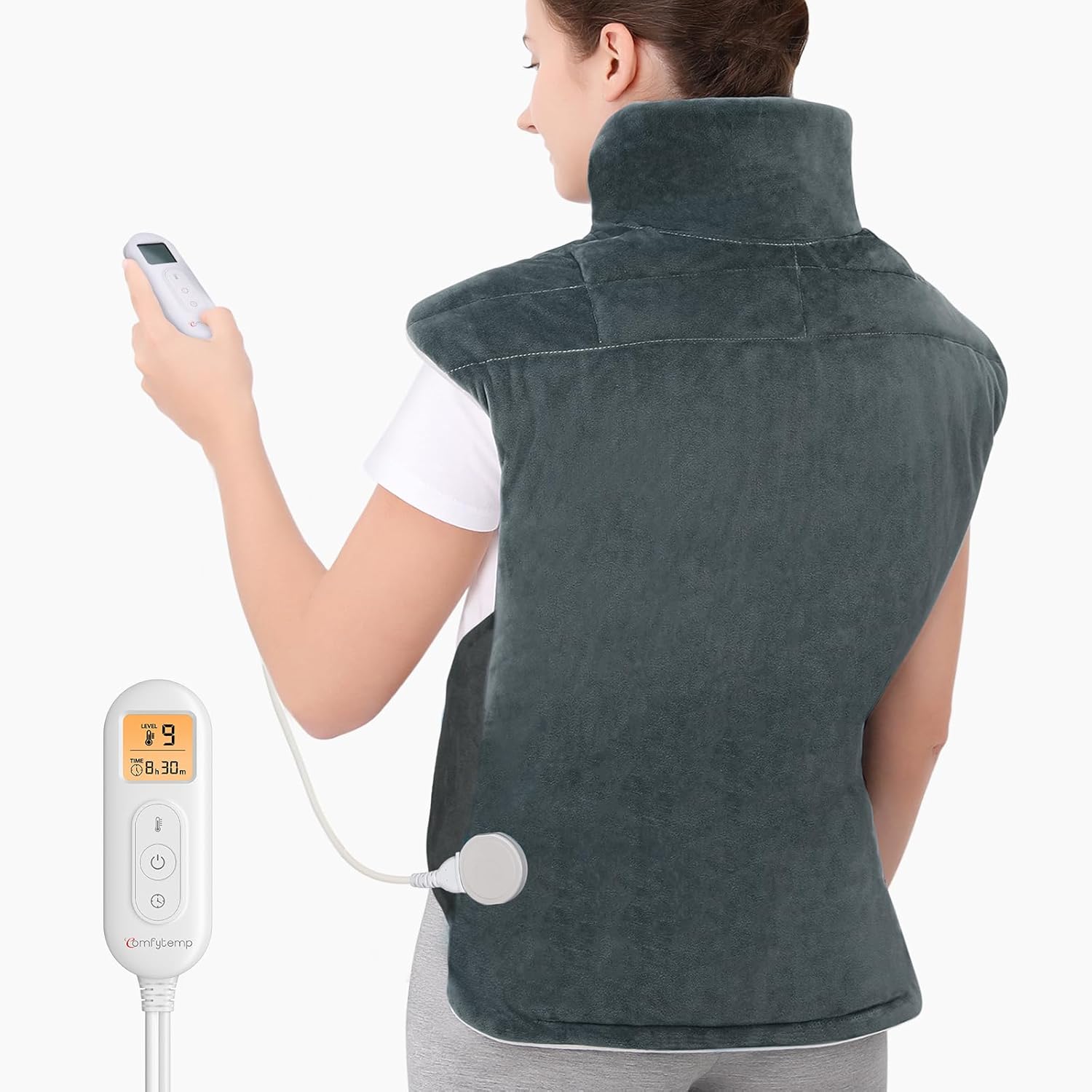 Comfytemp gewichtetes Heizkissen für Rücken, Schulter, Nacken, mit 9 Wärmestufen, 0,5–9 Stunden, automatische Abschaltung, 1,1 kg, Rückenwärmer, Nackenwärmer, Wärmekissen, Geschenke für Mütter, Frauen, Mama, Papa