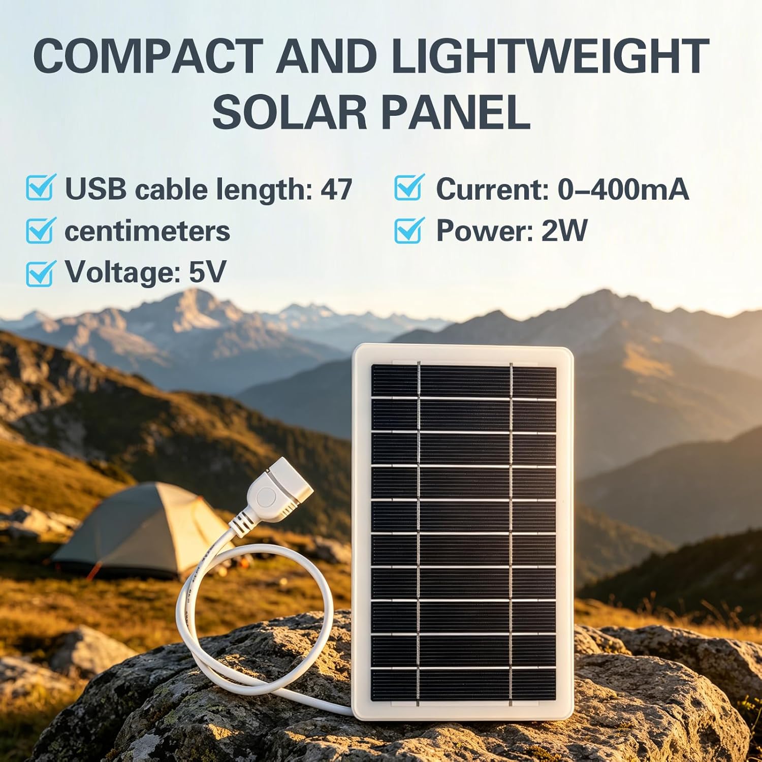 Tragbares Solarpanel 5 W 5 V mit USB-Anschluss – IP65 wasserdichtes Solar-Ladegerät für Handy, Powerbank, Camping, Wandern, Outdoor – Bild 6