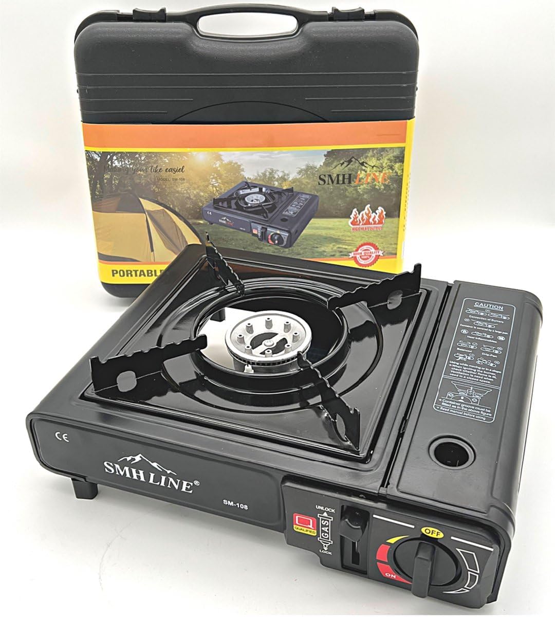 TW24 Camping Gaskocher mit Grillplatte inkl. 4 Gaskartuschen, Gaskocher, Campingkocher, Campinggrill – Bild 3