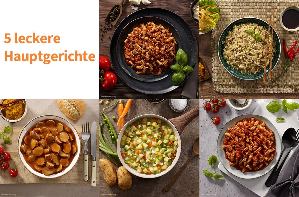 ration1 Notration Fertignahrung, Notnahrung 10 Jahre haltbar, Nudeln, Currywurst, Kartoffeln, Hühnercurry, Brot, Gouda, Erdbeere, Notnahrung, Outdoor, Camping, Trekking, Survival – Bild 5
