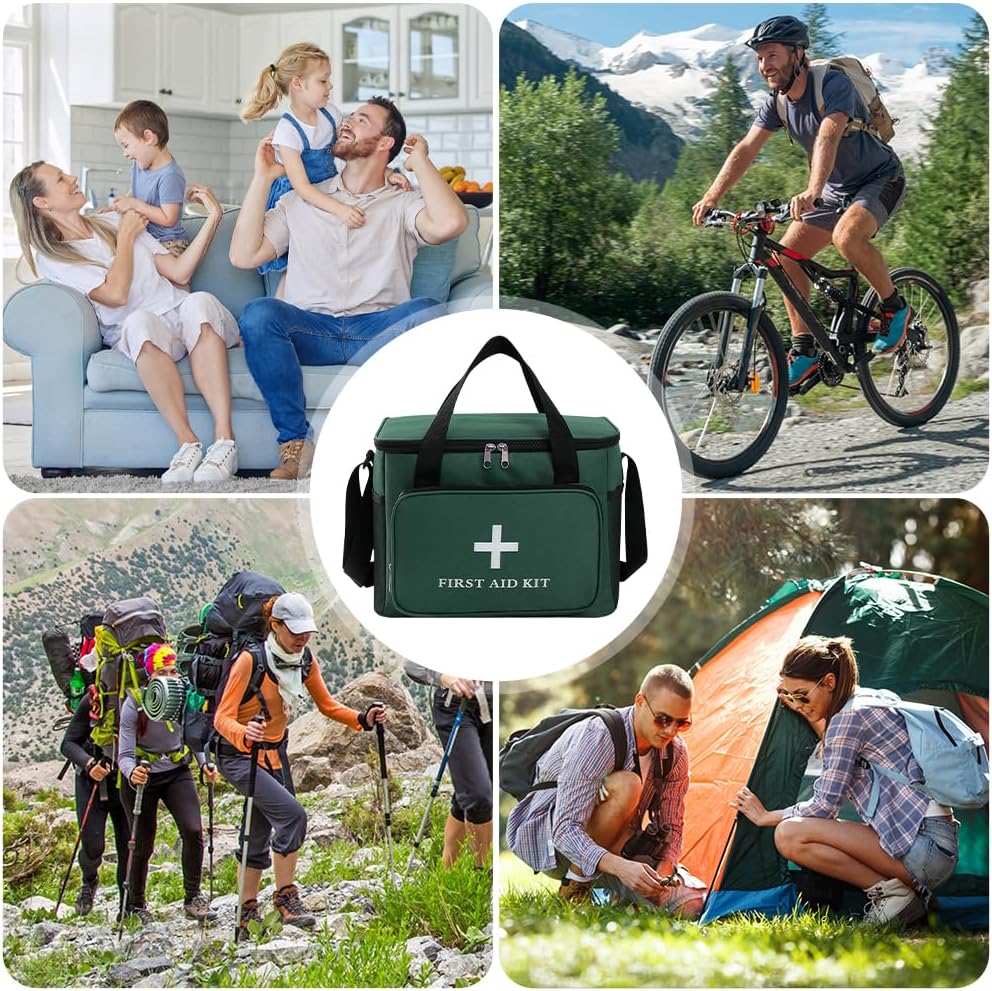 Reise-Apothekentasche, 14 l, XXL-Erste-Hilfe-Tasche, leer, mit Henkel/Umhängegurt, wasserdicht, für Zuhause, Schule, Auto, Reisen, Camping, Wandern (grün) – Bild 5