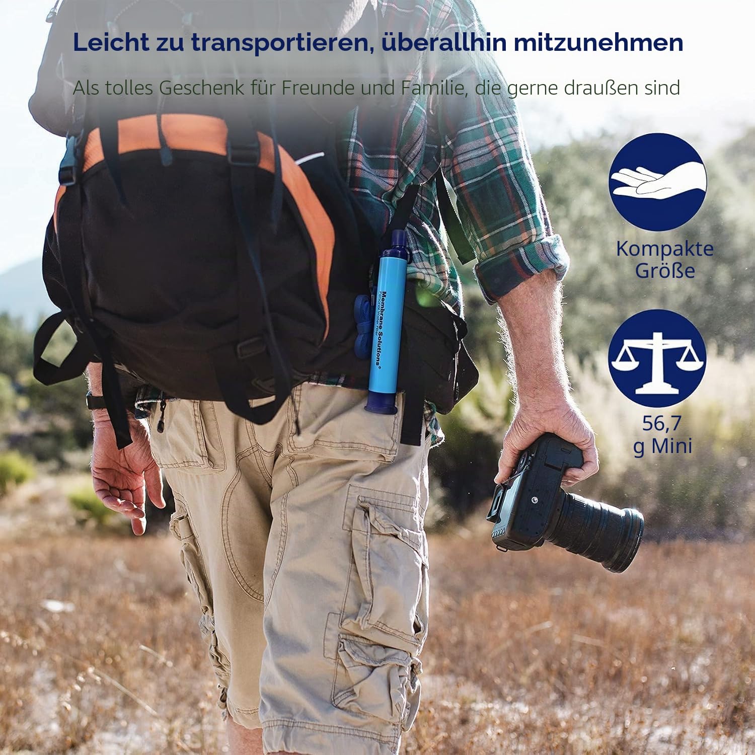 Membrane Solutions Tragbarer Stroh-Wasserfilter und Überlebensausrüstung für Wandern, Camping, Reisen und Notfall, blau, 4er-Pack – Bild 8