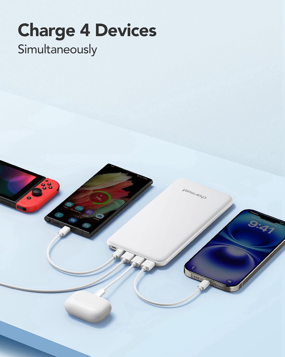Charmast 26800 mAh Power Bank Externer Akku Lightning Typ-C Micro USB Tragbares schlankes Ladegerät für MacBook iPhone iPad Nexus Samsung Huawei Andere Smartphones – Bild 5