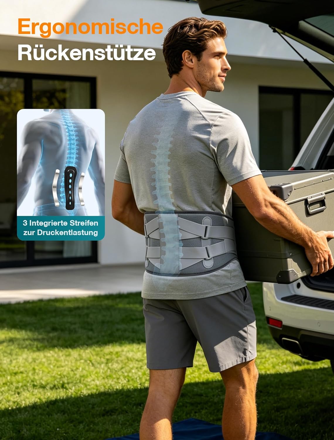 ALLJOY 170 cm Wärmegürtel Rückenheizkissen Kabelloses Massagegerät 5000 mAh Heizkissen mit automatischer Abschaltung Wärmekissen für Rücken mit 5 Massagemodi 3 Wärmestufen Geschenke für Männer Frauen – Bild 7