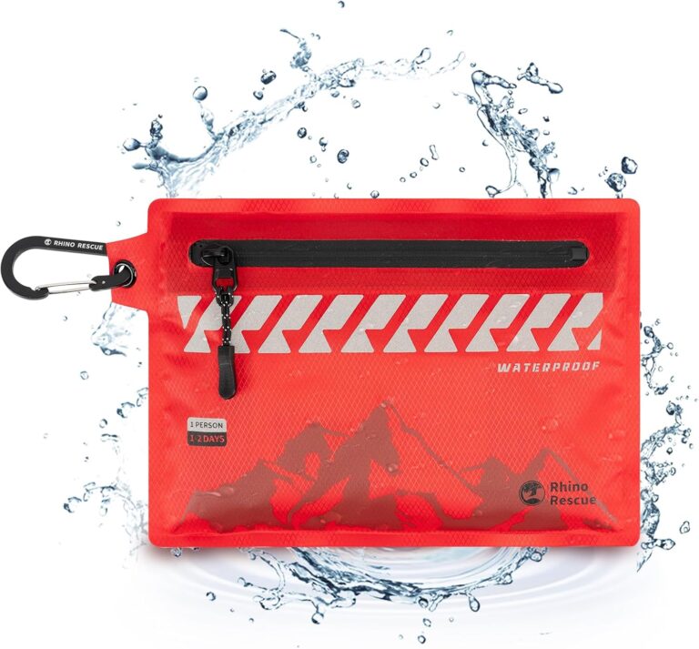 Rhino Rescue Kleines Erste-Hilfe-Set, ultraleichtes, wasserdichtes medizinisches Set für Wandern, Rucksackreisen, Radfahren, Auto, Reisen (rot)