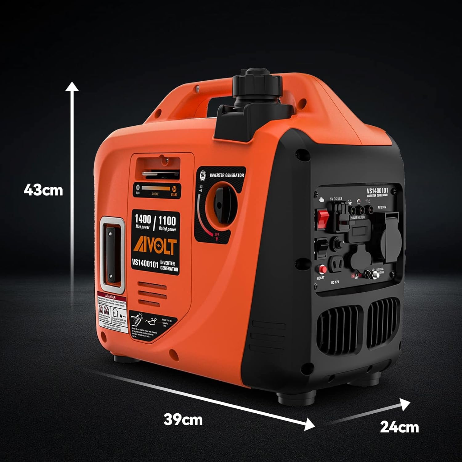 AIVOLT Inverter Stromerzeuger 1400 Watt Stromerzeuger Notstromaggregat Benzin Leise Generator für Camping, Festivals und Heimgebrauch mit 2 USB, 12V DC Steckdosen und 230V Steckdosen – Bild 9