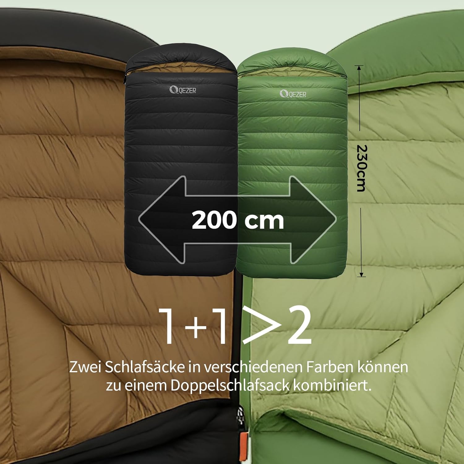 XXL-Daunenschlafsack 3–4 Jahreszeiten, extra großer Schlafsack 230 cm x 100 cm, leichter und warmer Daunenschlafsack, geeignet für Erwachsene, Outdoor-Camping, Wandern und Rucksackreisen – Bild 5
