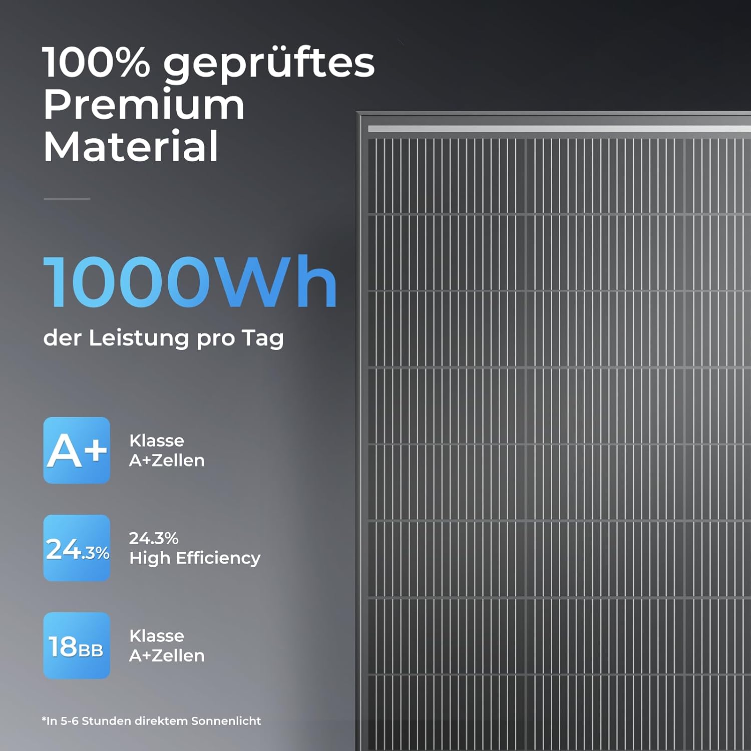 Solarpanel 200 W, 12 V PV-Modul, SMBB-Technologie, hocheffizientes monokristallines Solarmodul, vollständig schwarzes Aluminiumrahmen-Solarpanel, ideal für Balkonkraftwerk, Wohnmobil, Boot (200 W) – Bild 2