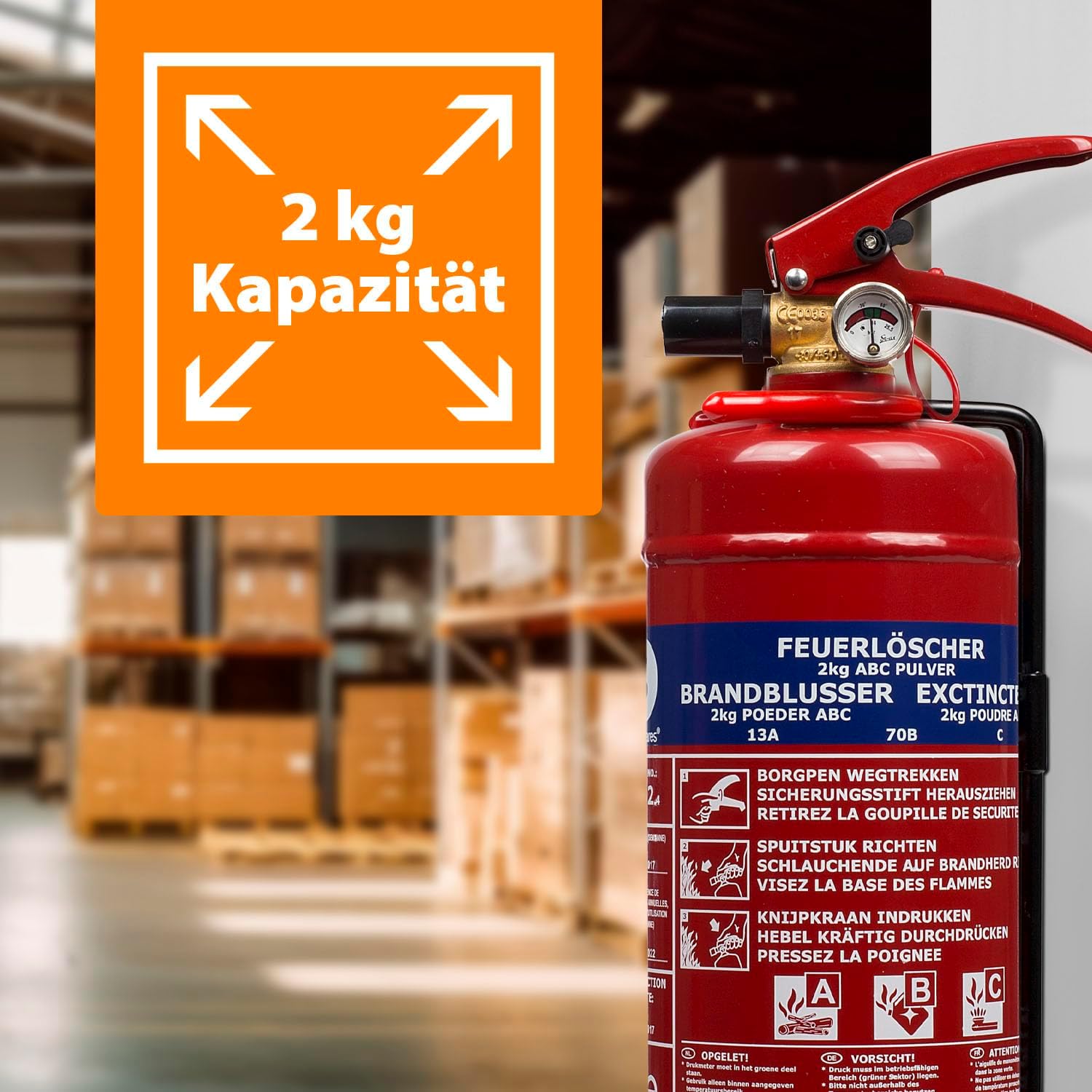 Smartwares Pulverlöscher – 2 kg – für ABC-Brände – mit Halterung – FEX-15127 – Bild 6