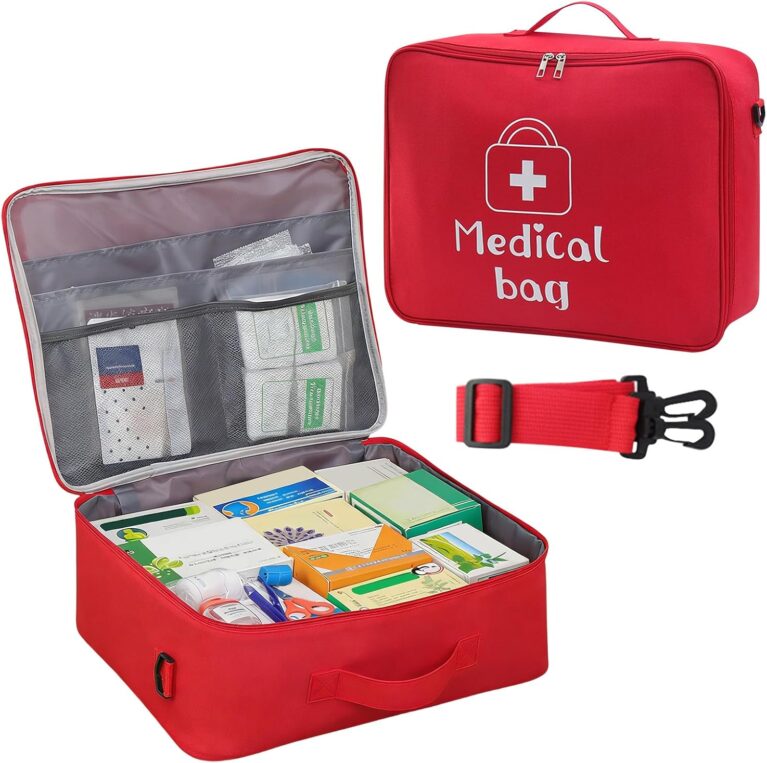 Reise-Apothekentasche, 18 l, XXL-Erste-Hilfe-Tasche, leer, mit Henkel/Umhängegurt, wasserdicht, für Zuhause, Schule, Auto, Reisen, Camping, Wandern (rot)