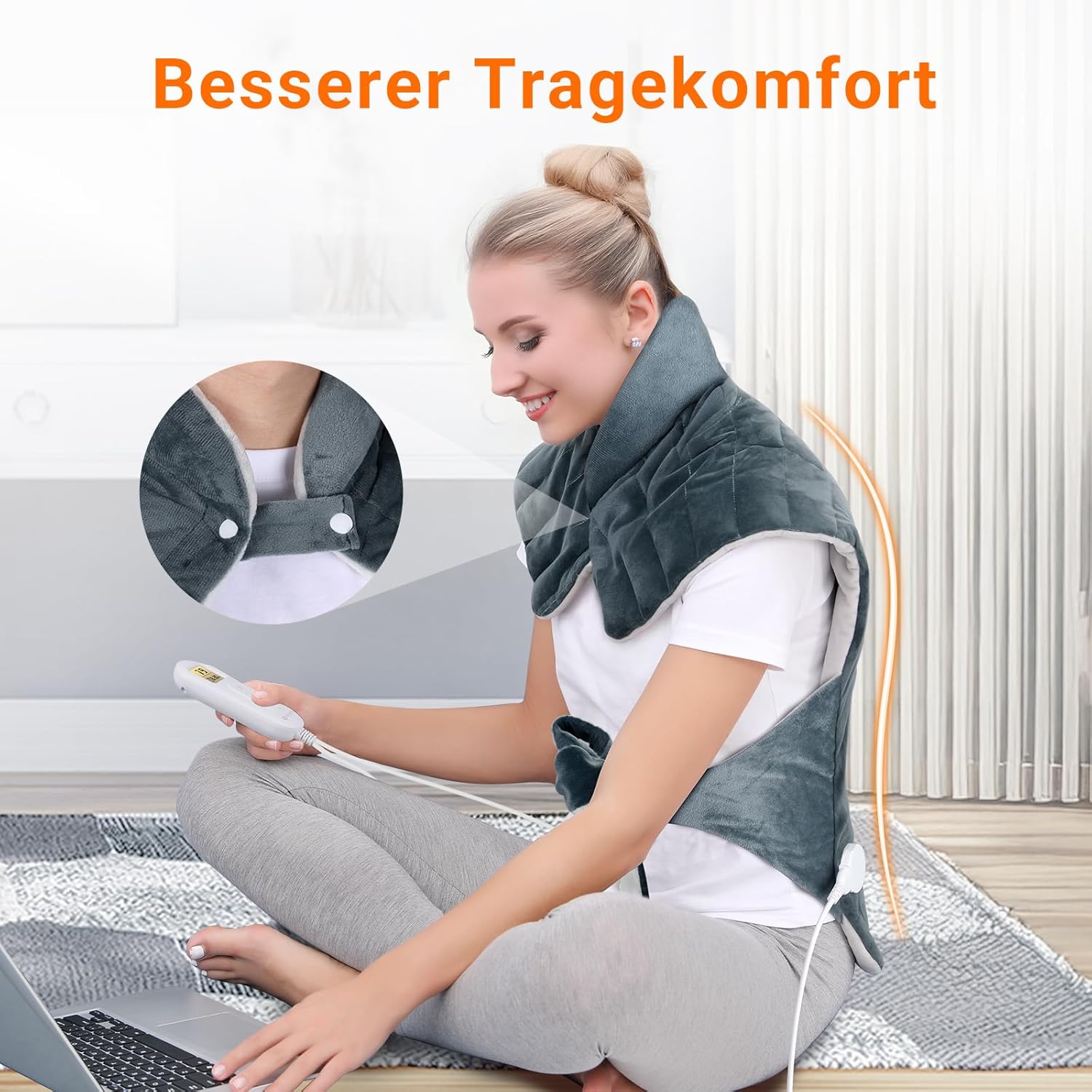 Comfytemp gewichtetes Heizkissen für Rücken, Schulter, Nacken, mit 9 Wärmestufen, 0,5–9 Stunden, automatische Abschaltung, 1,1 kg, Rückenwärmer, Nackenwärmer, Wärmekissen, Geschenke für Mütter, Frauen, Mama, Papa – Bild 4