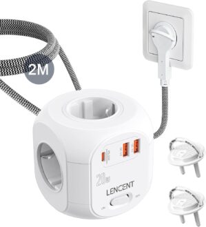 LENCENT 4-fach Steckdosenleiste, Fl...