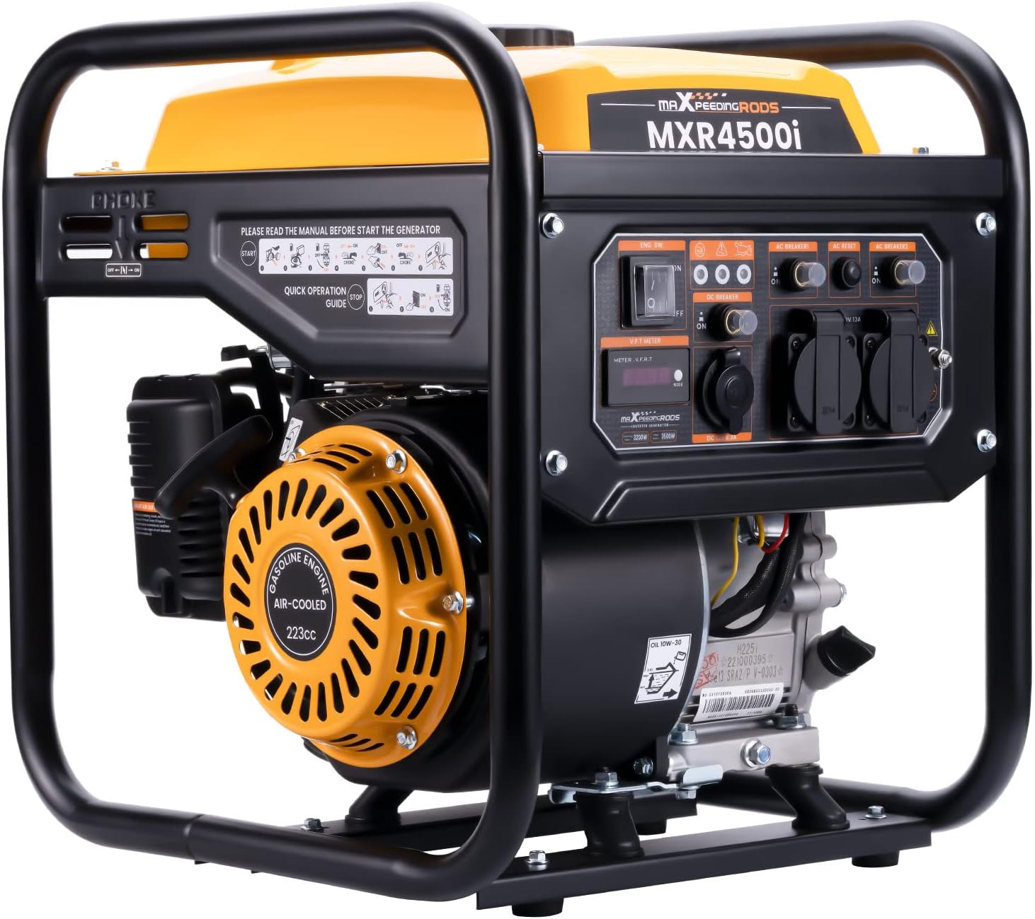 maXpeedingrods 3500W Inverter Stromerzeuger Benzin mit Zwei 230V Steckdosen, Offener Inverter Generator als Notstromaggregat Hausversorgung für Garage, Werkstatt, Baustelle