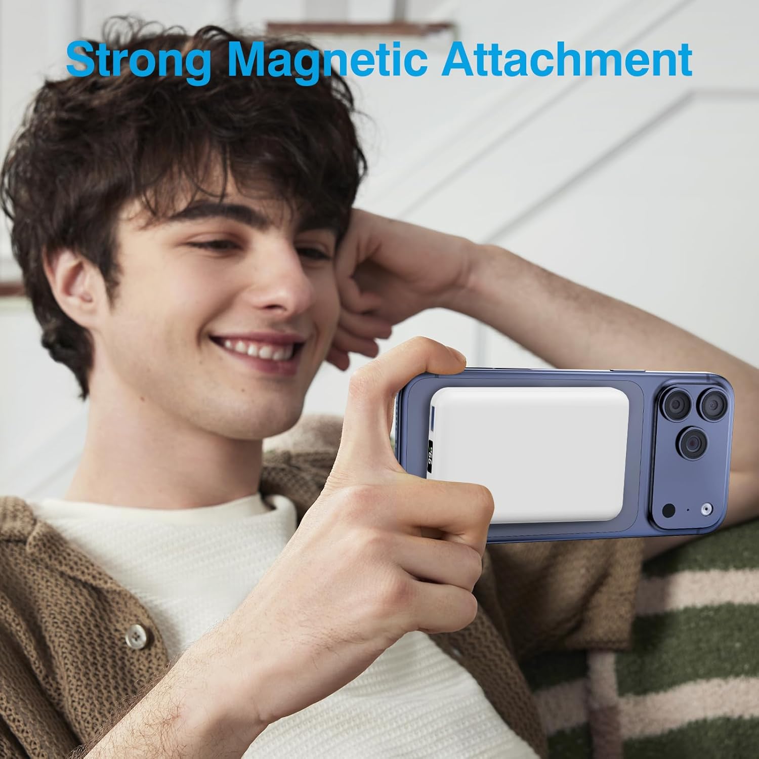 AOGUERBE für MagSafe Wireless Power Bank, Magnetische Power Bank 10000 mAh mit USB C In & Out, 22,5 W Schnelllade-Akkupack Induktives Laden für iPhone 17/16/15/14/13/12/11/Pro/Plus/Pro Max-Serie (Weiß) – Bild 7