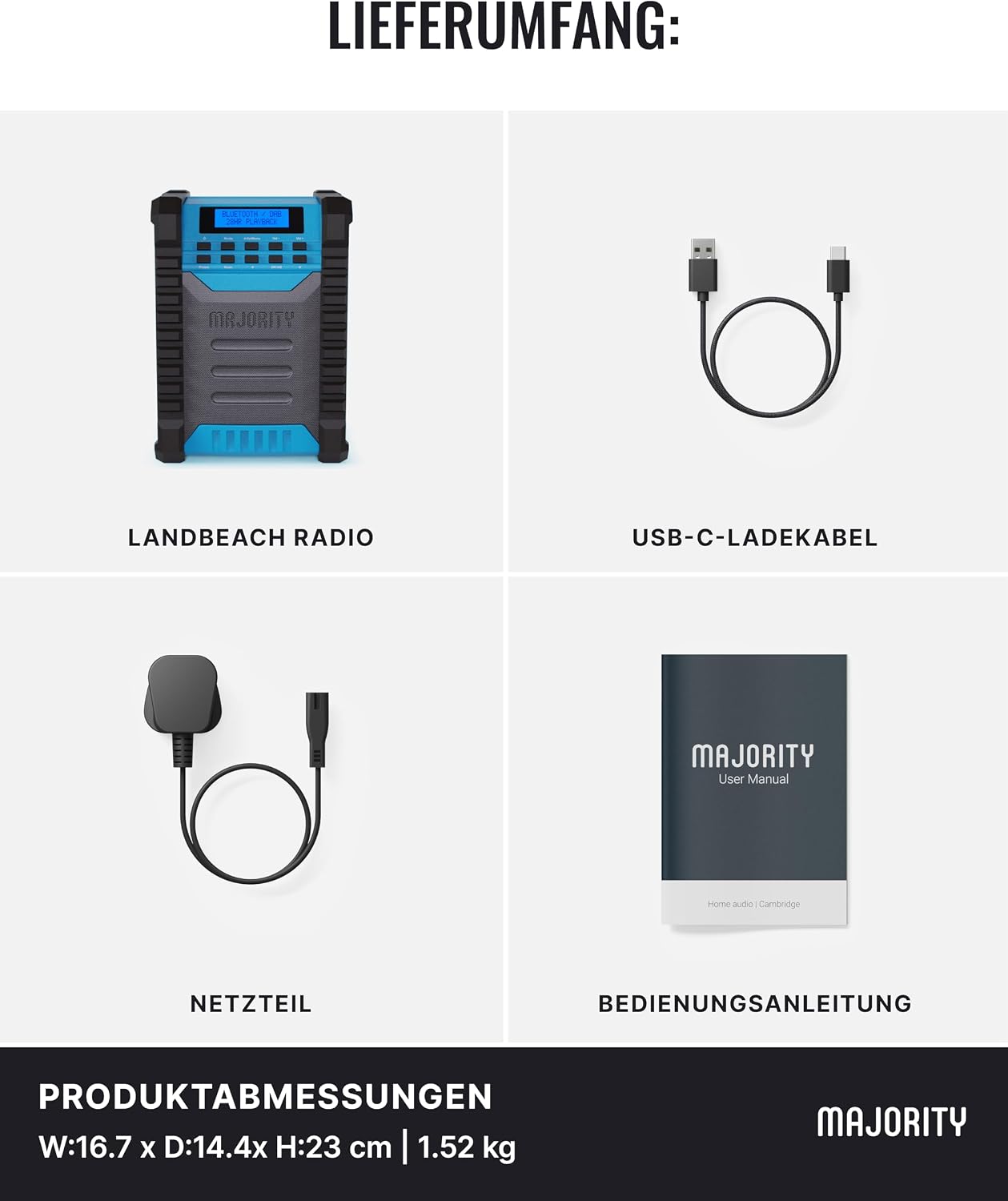 MEHRHEIT Landbeach Construction Site Radio | DAB-Radio mit Bluetooth für die Baustelle | 10.000-mAh-Akku und USB-Powerbank | 28 Stunden Akkulaufzeit | IP54 Staub- und wasserdichtes DAB Plus- und UKW-Radio – Bild 7