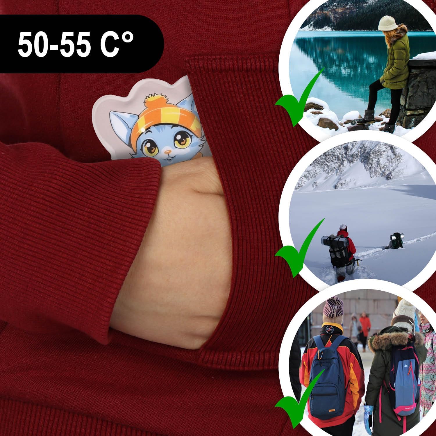 com-four® Taschenwärmer, wiederverwendbarer Handwärmer mit tollen Motiven für Kinder, Wärmekissen für kalte Tage und unterwegs, Wärme-Schnappkissen – Bild 3