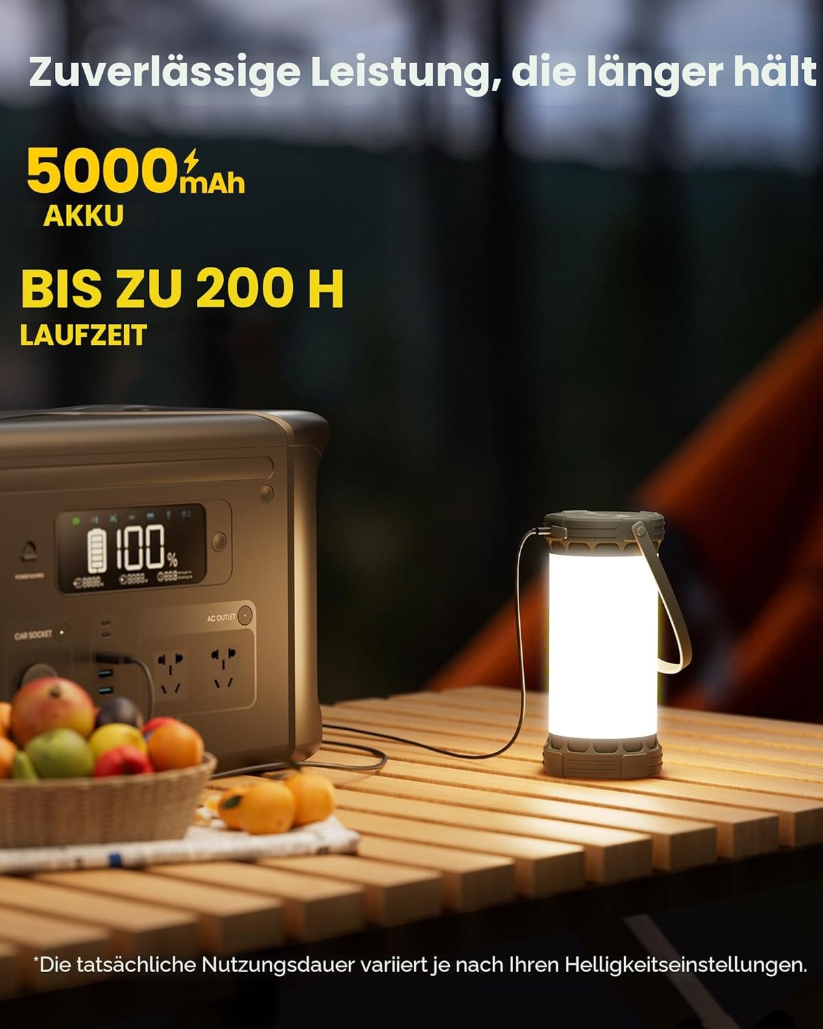 Glocusent Campinglampe & Zeltlampe: 1500 lm Campingleuchte 135 LED, 200 Stunden, 5000 mAh mit 3 Farben und 5 Helligkeitsstufen, SOS, wiederaufladbare Laterne für Stromausfälle, Camping, Wandern, Notfälle – Bild 3