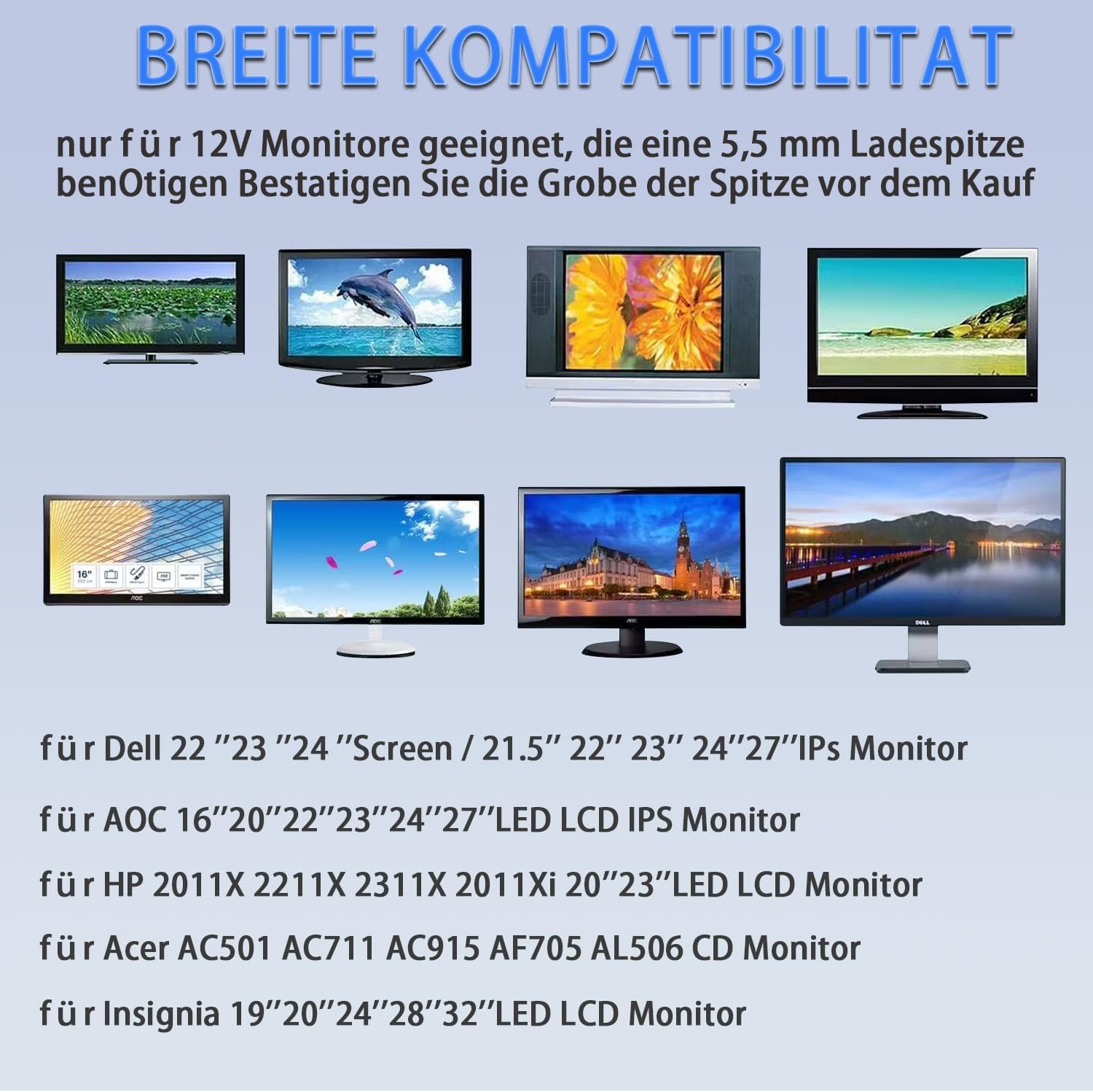 12V 5A Netzteil, 100V-240V AC zu DC 12 Volt 5,0A AC Adapter, geeignet für 12Vdc 5A 4A 3,5A 3A LCD Monitor CCTV Kamera LED Streifen Netzkabel – Bild 3