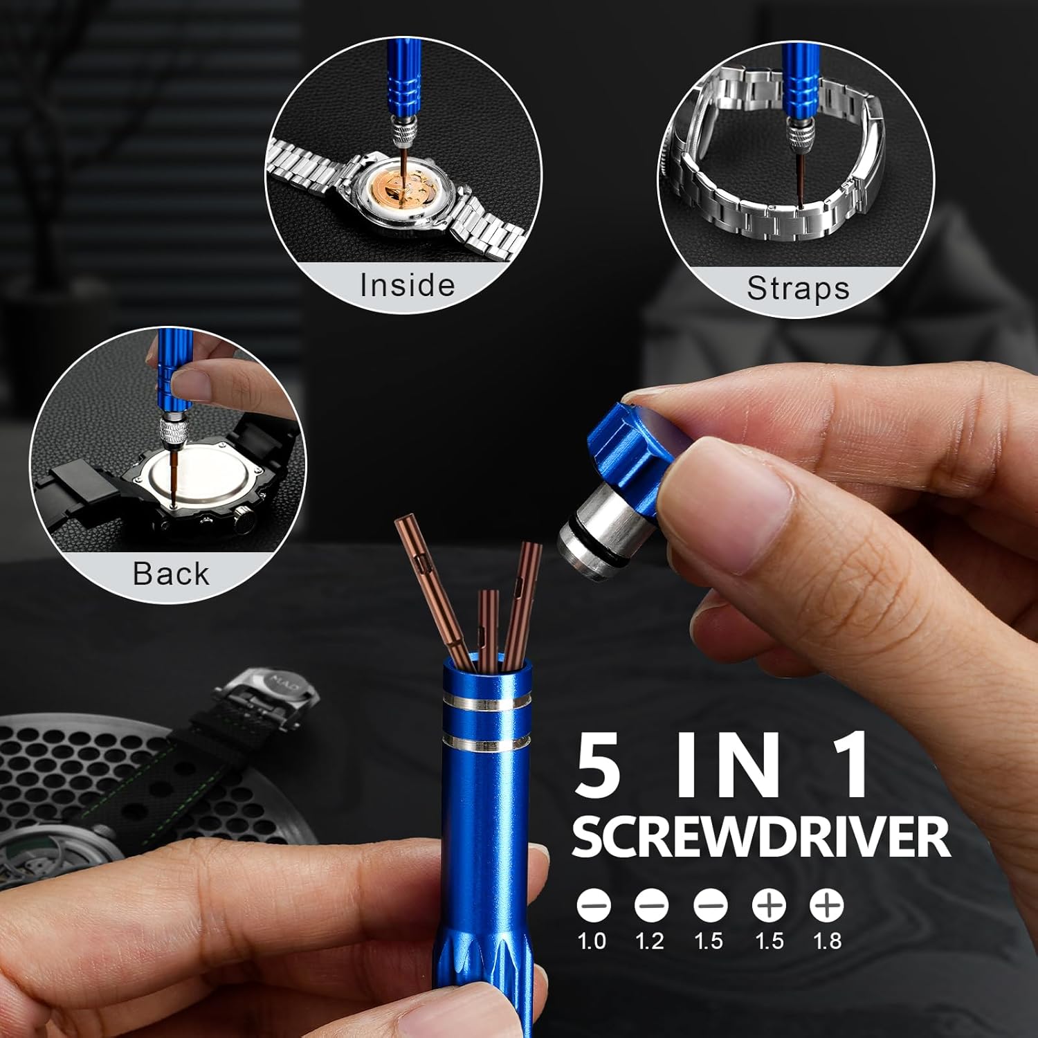 Jorest 【Neu 2025】 Uhrenwerkzeuge Set, Uhr Batteriewechsel, Uhrenarmband Kürzen Werkzeug, Uhren Reparatur, Uhrmacherwerkzeug mit Stiftausdruck, Uhrenoffner öffner, Schraubendreh – Bild 8