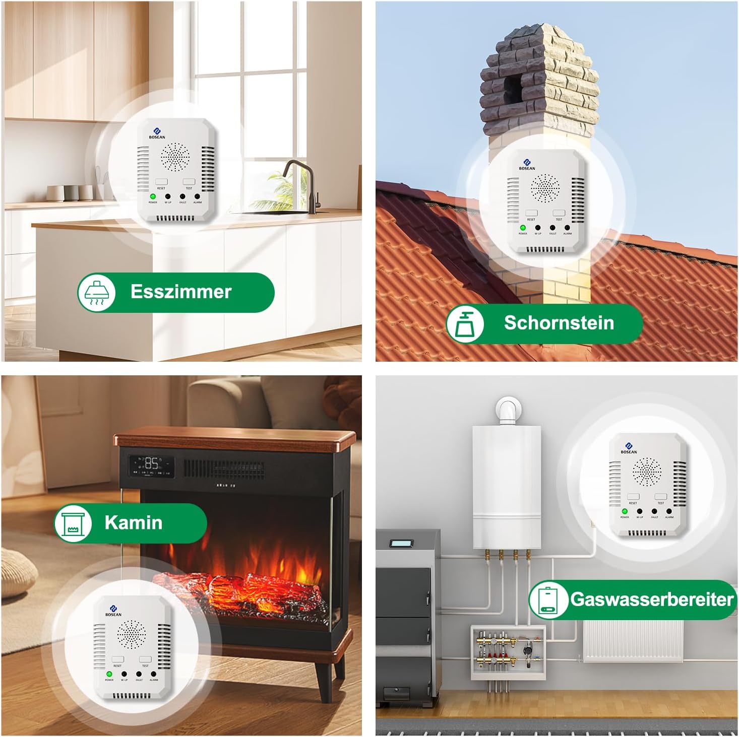 2-in-1-Gasleckdetektor, Kohlenmonoxiddetektor und Erdgasdetektor, CO-Detektor und Erdgas-Methan/Propan/Butan-Brenngasalarm für Küche, Tankstelle, Garage, Wohnmobil – Bild 6