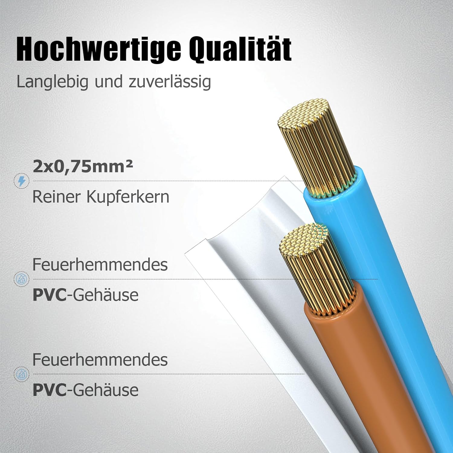 Stromkabel Verlängerungskabel, Ancable 3M Verlängerungskabel flach, VDE-zertifiziert, Euro-Stecker Typ C auf Euro-Buchse, Verlängerungskabel Netzkabel für TV, Monitor, Haushaltsgeräte, Weiß – Bild 3