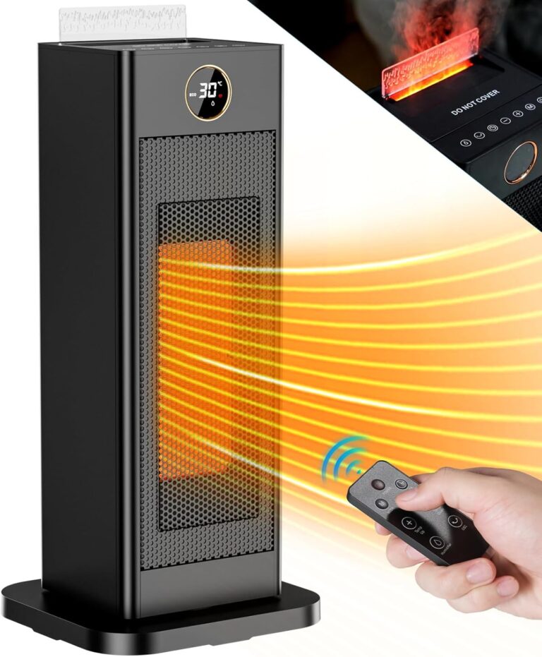 LIFERUN Heizlüfter, energiesparend, klein, elektrische Heizung mit Thermostat und Luftbefeuchter, 90° oszillierende elektrische Heizung, PTC-Keramikheizung, leise, Eco-Modus, für Räume, Schlafzimmer